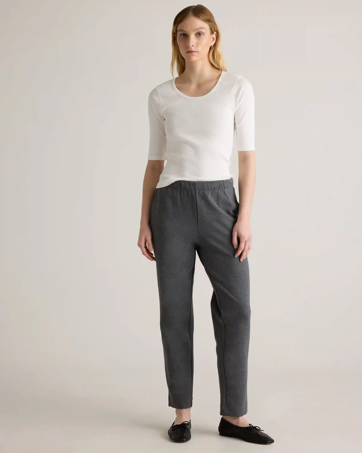 Organic Cotton Double Knit Straight Pants