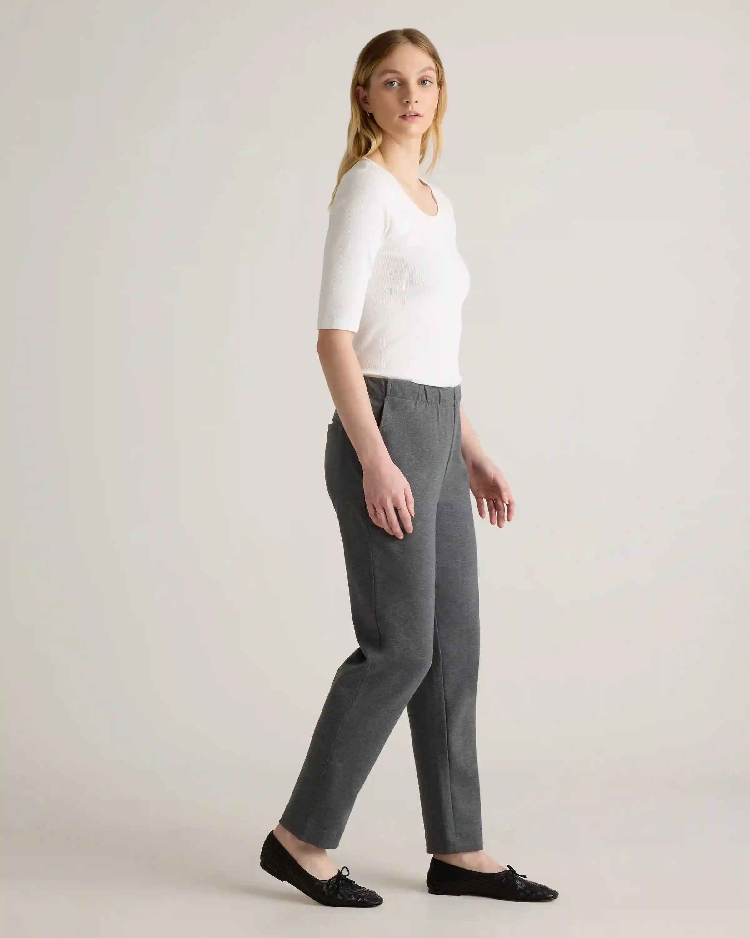 Organic Cotton Double Knit Straight Pants