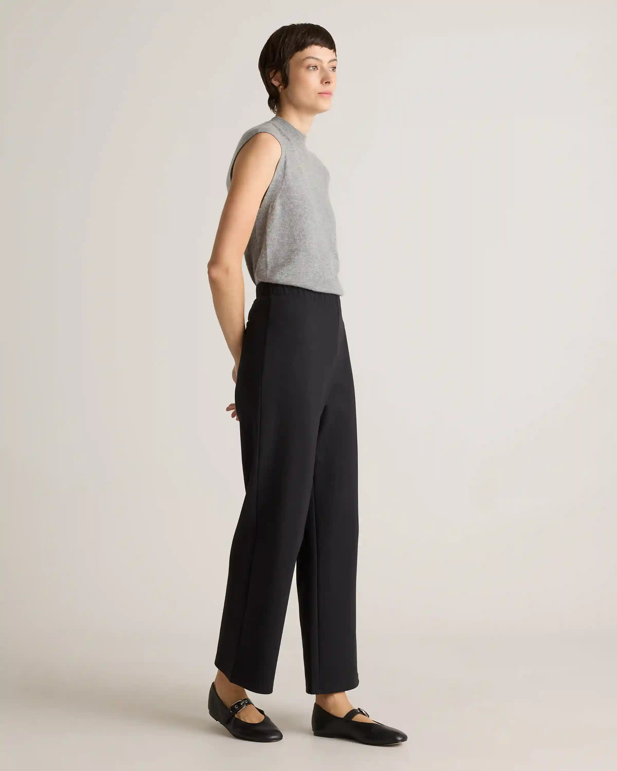 Organic Cotton Double Knit Wide Leg Pants