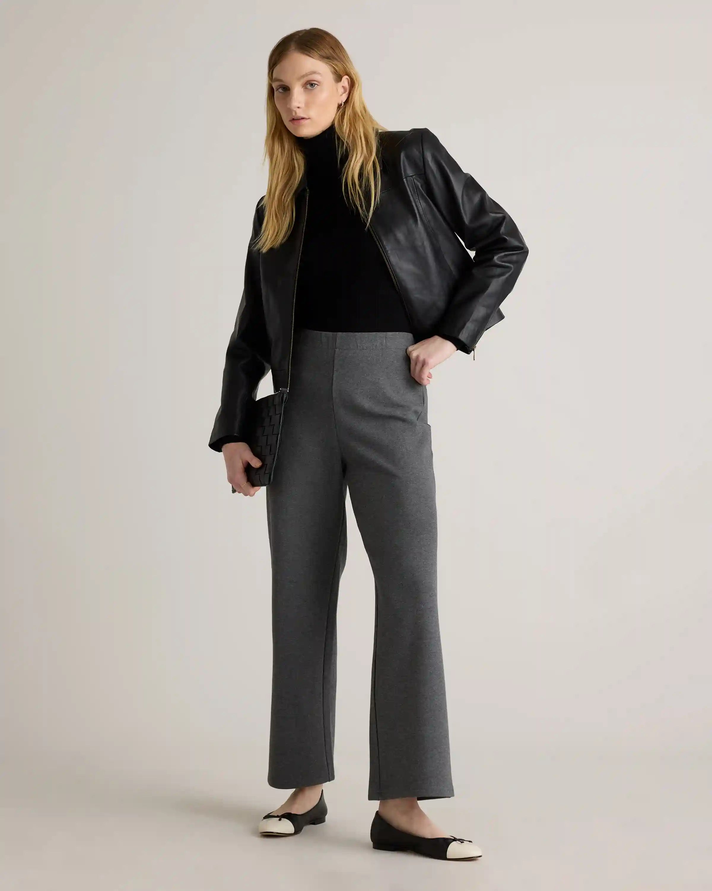 Organic Cotton Double Knit Wide Leg Pants