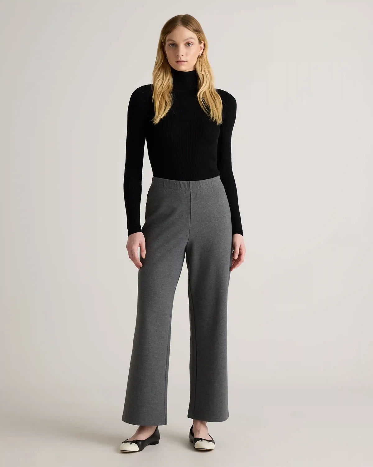 Organic Cotton Double Knit Wide Leg Pants