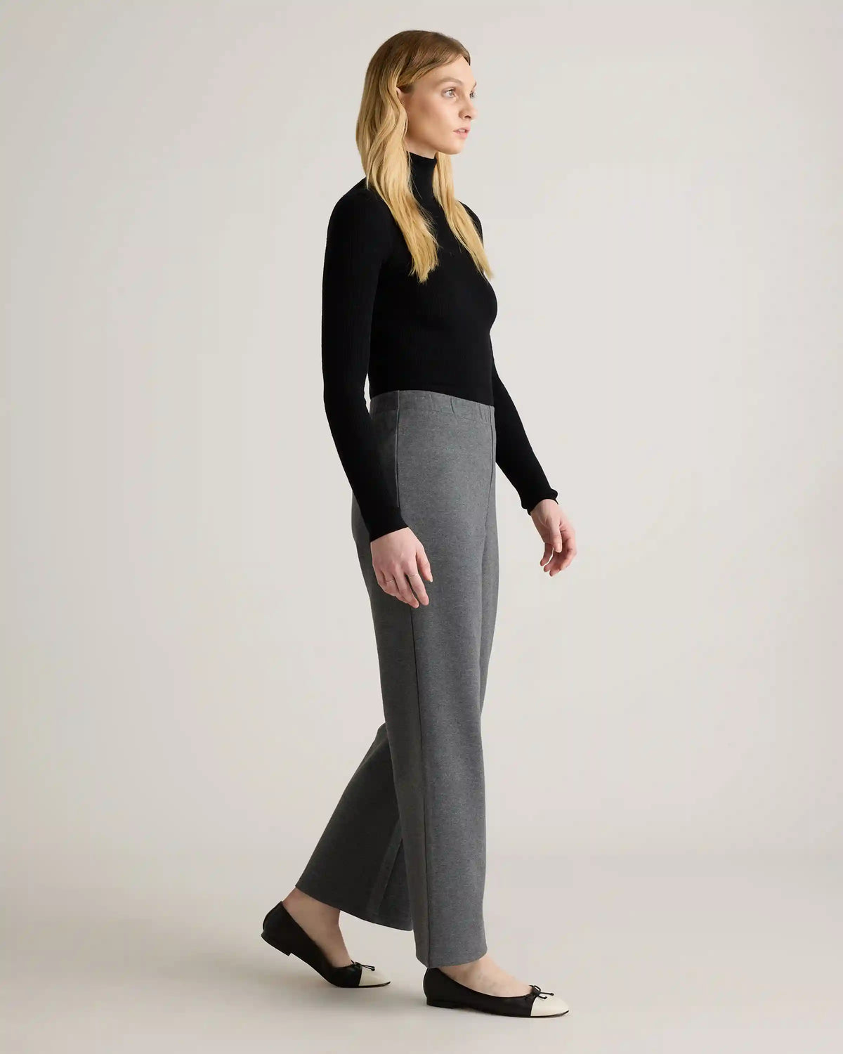 Organic Cotton Double Knit Wide Leg Pants