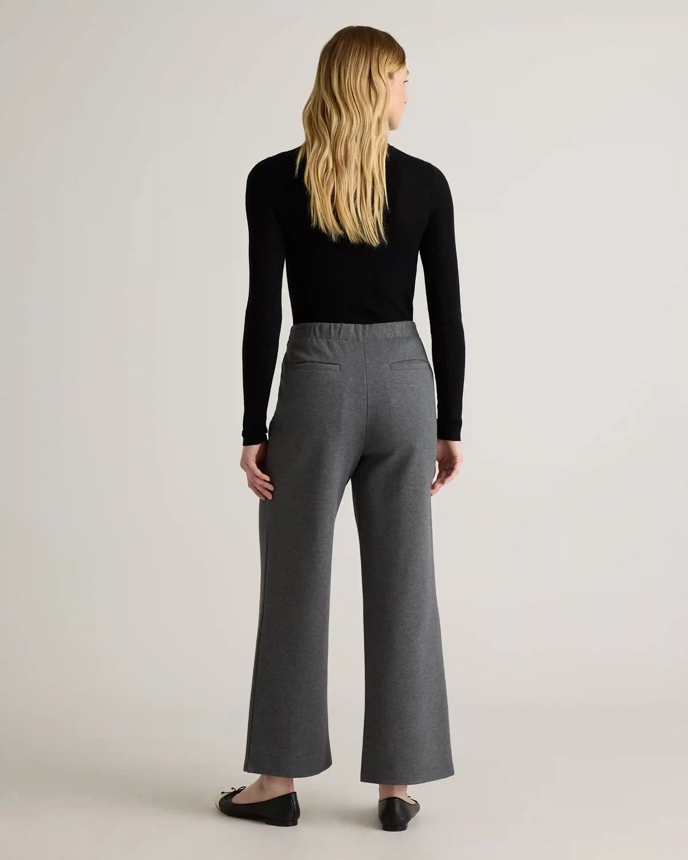 Organic Cotton Double Knit Wide Leg Pants
