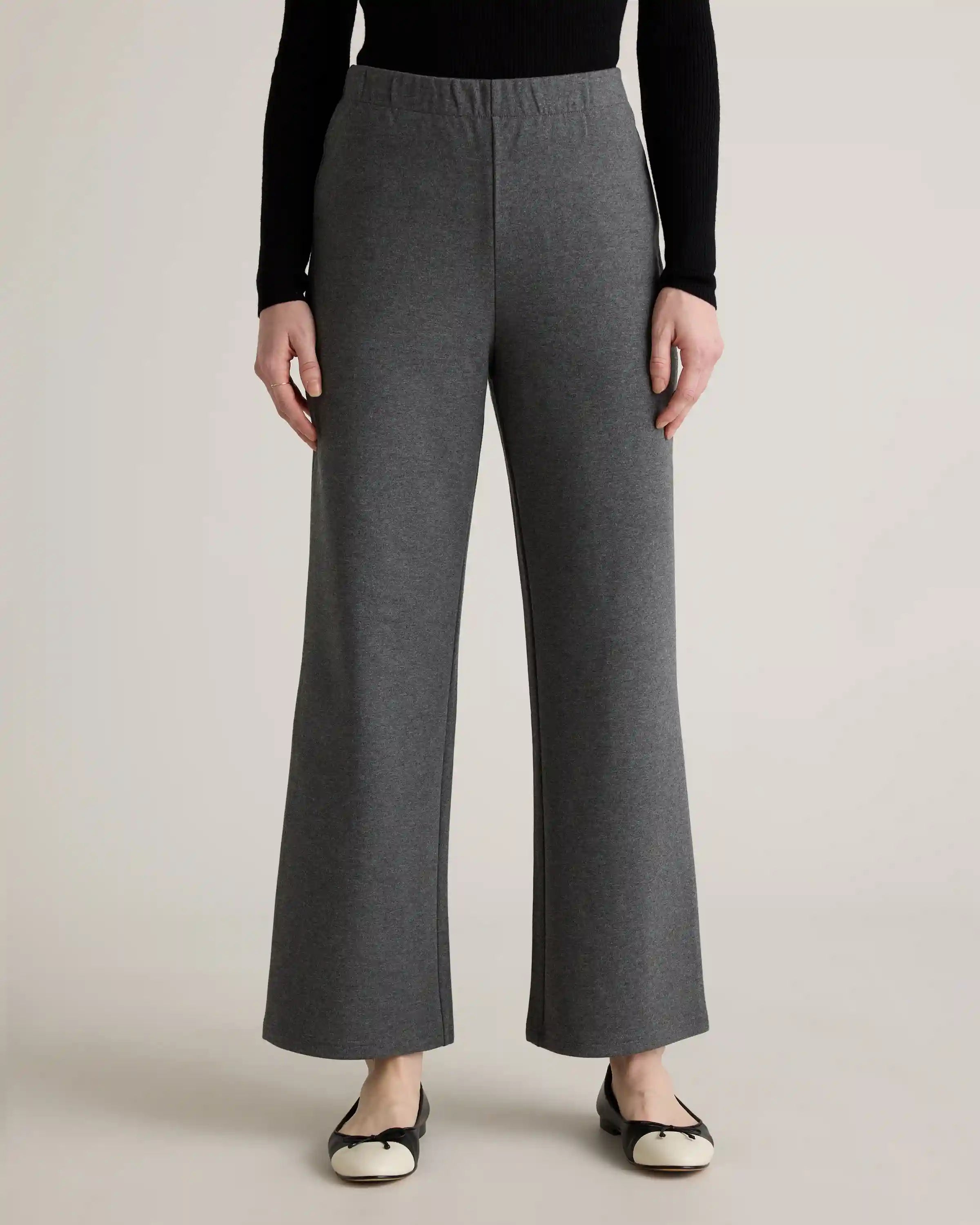 Organic Cotton Double Knit Wide Leg Pants