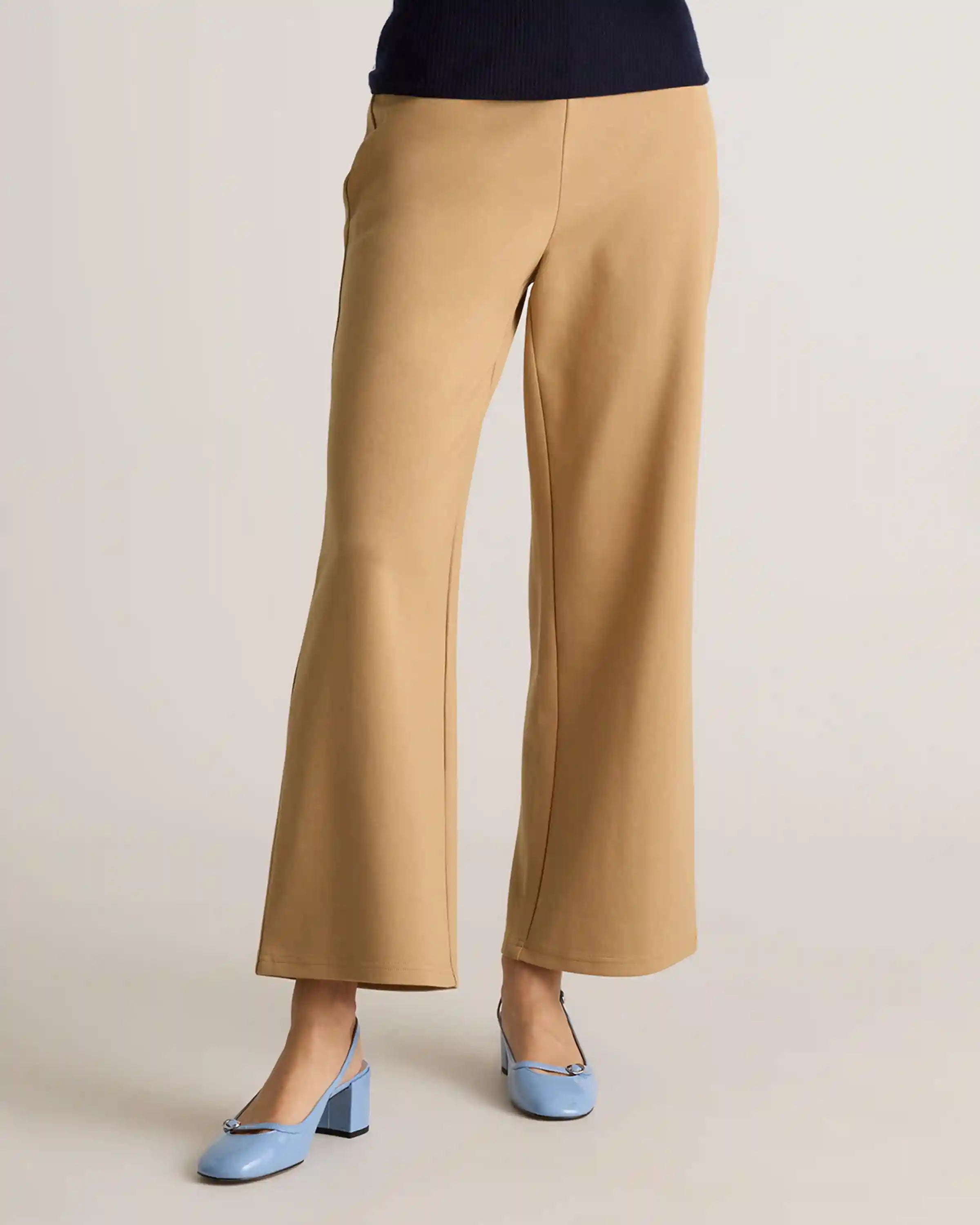 Organic Cotton Double Knit Wide Leg Pants