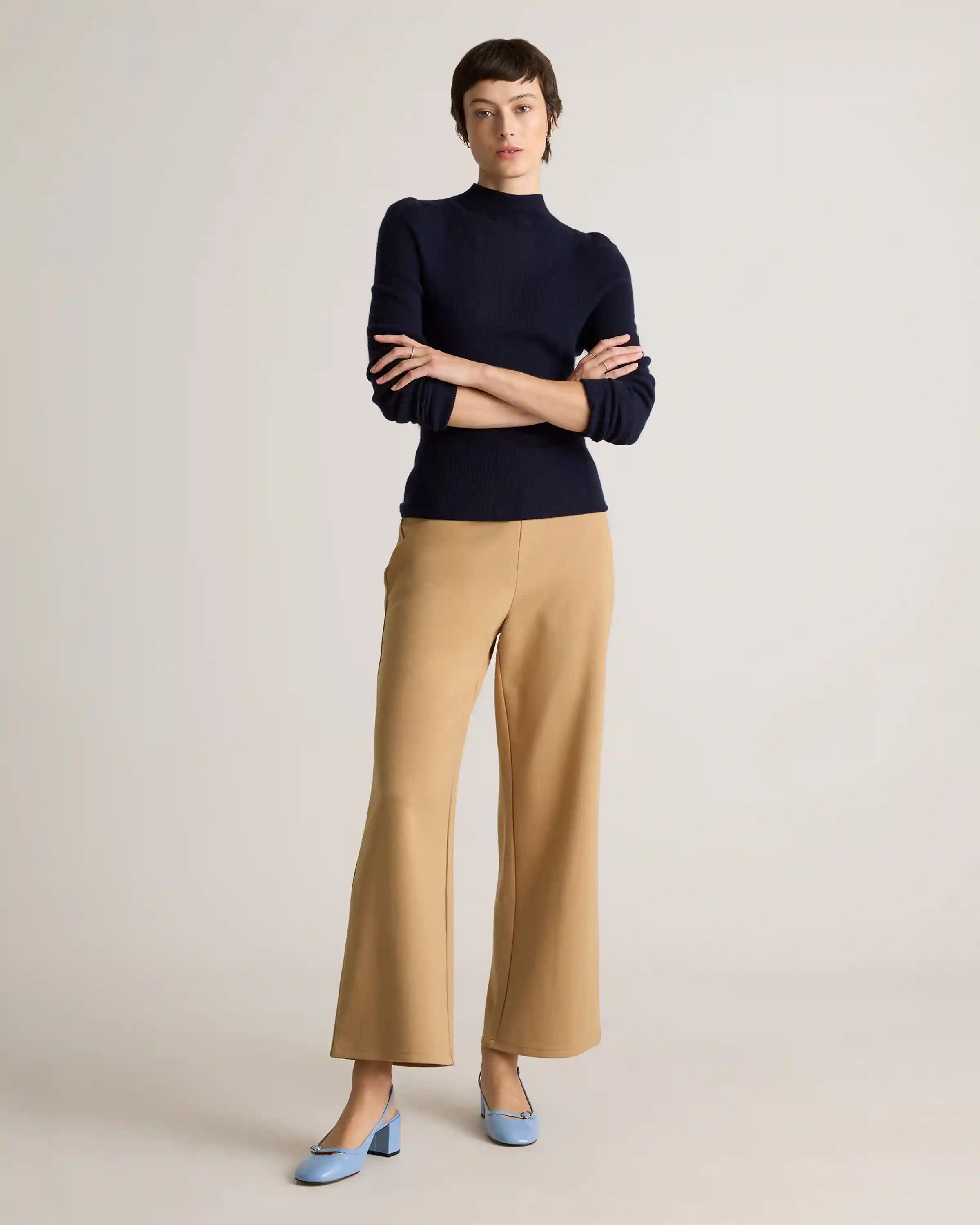 Organic Cotton Double Knit Wide Leg Pants