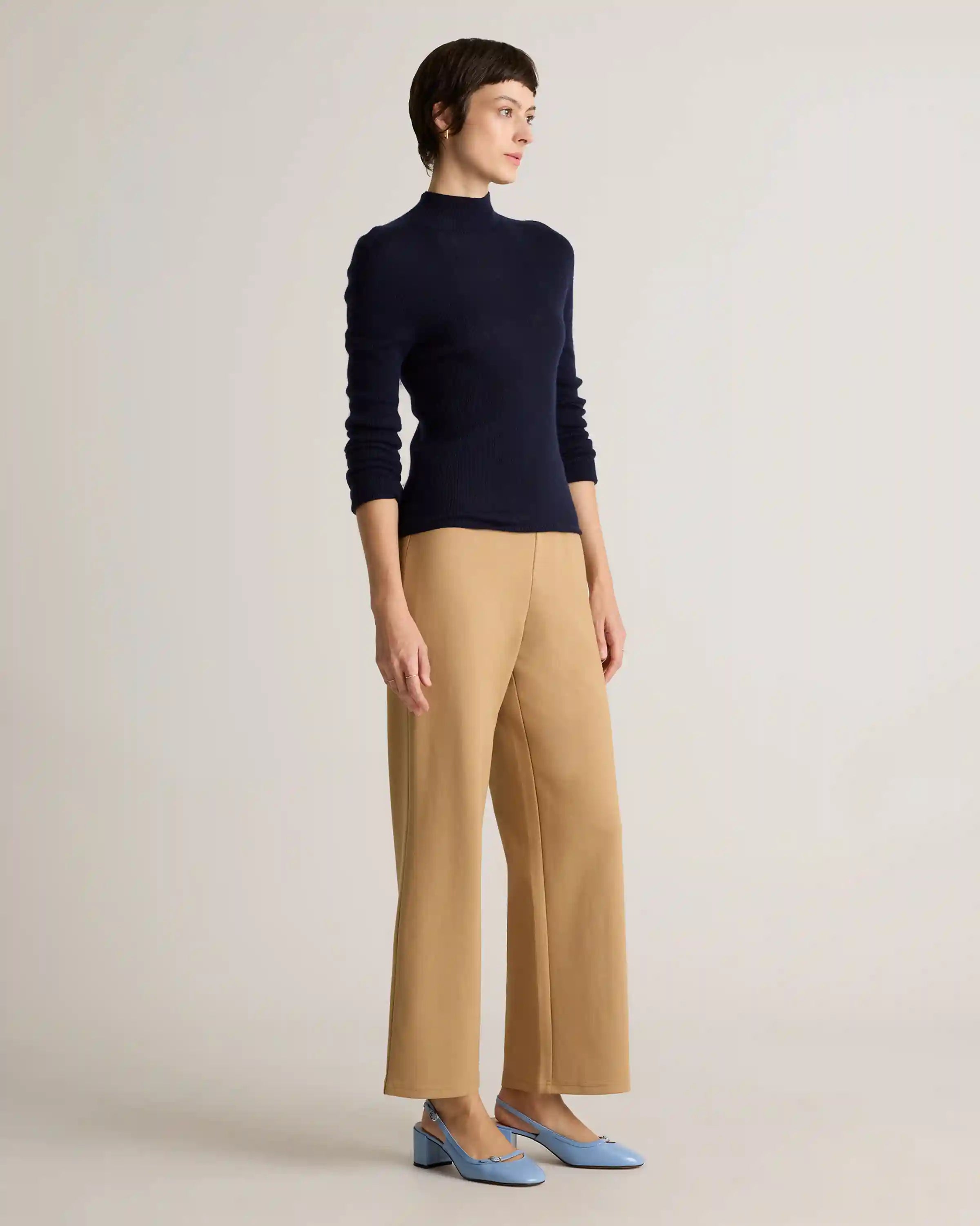 Organic Cotton Double Knit Wide Leg Pants