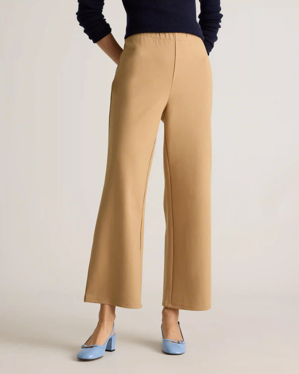 Organic Cotton Double Knit Wide Leg Pants