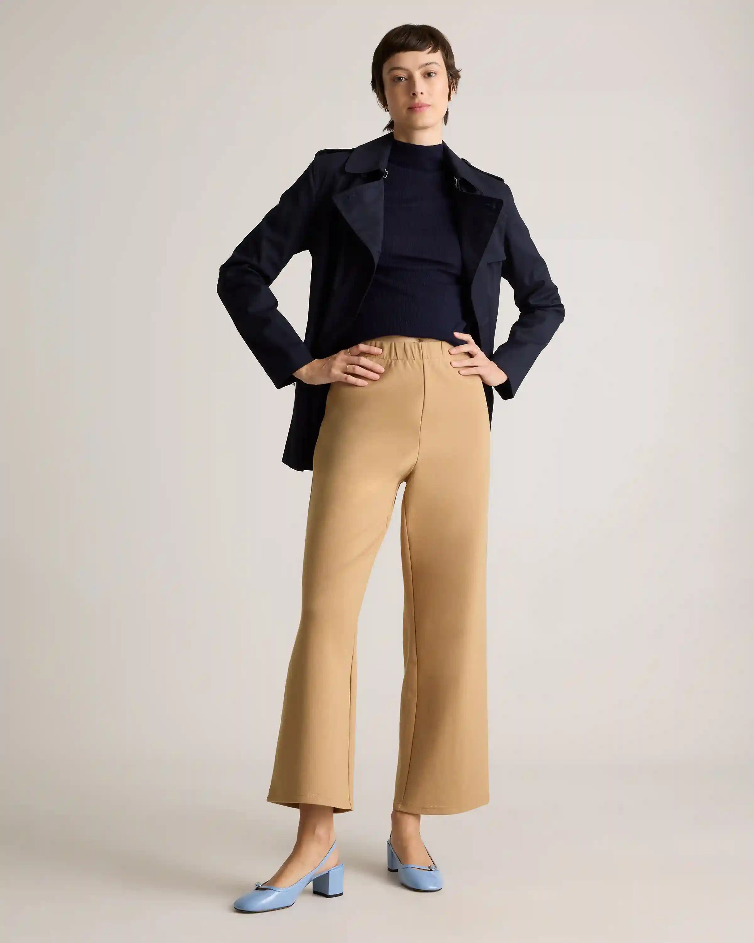 Organic Cotton Double Knit Wide Leg Pants