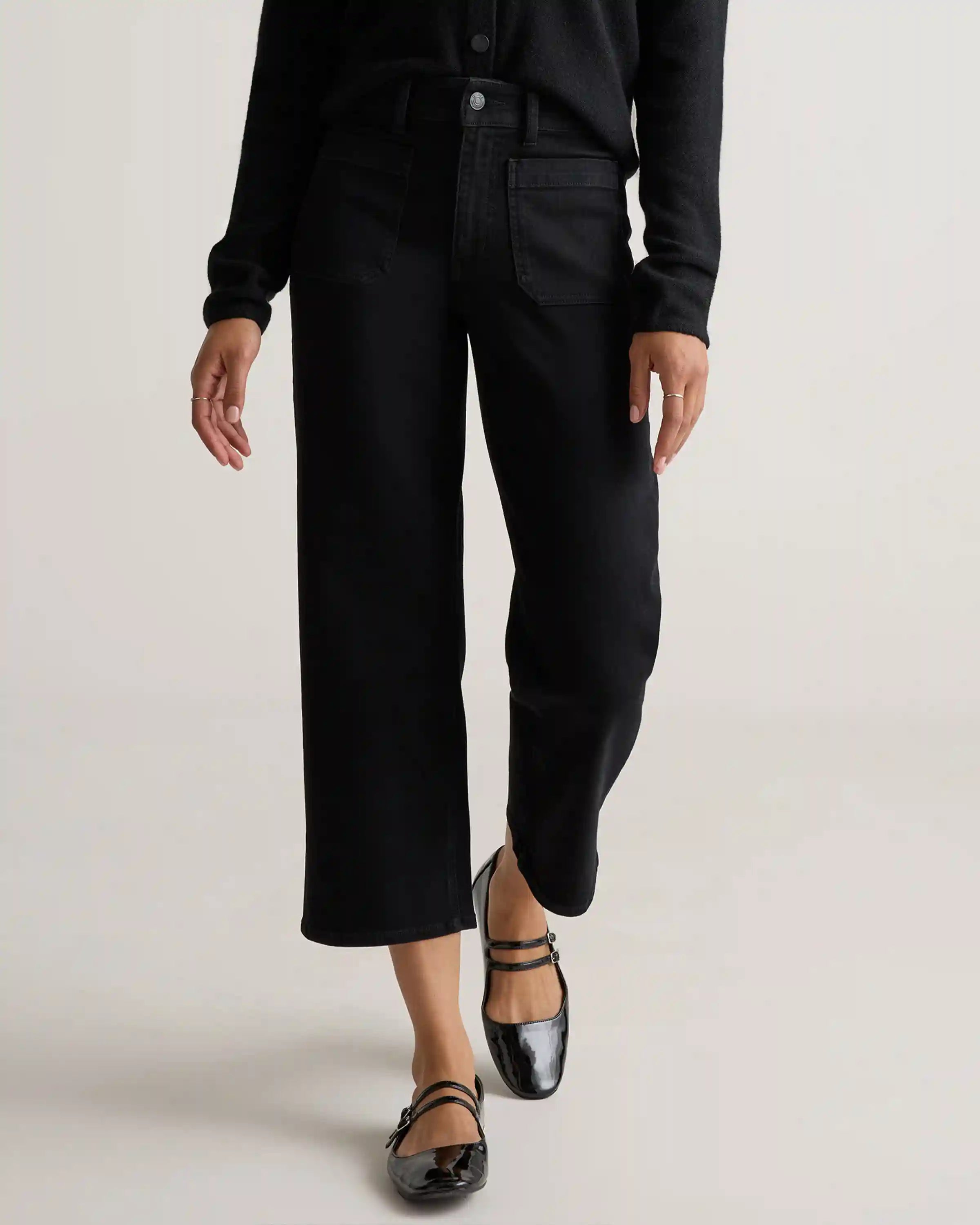 Bella Stretch Patch Pocket Wide Leg Jeans