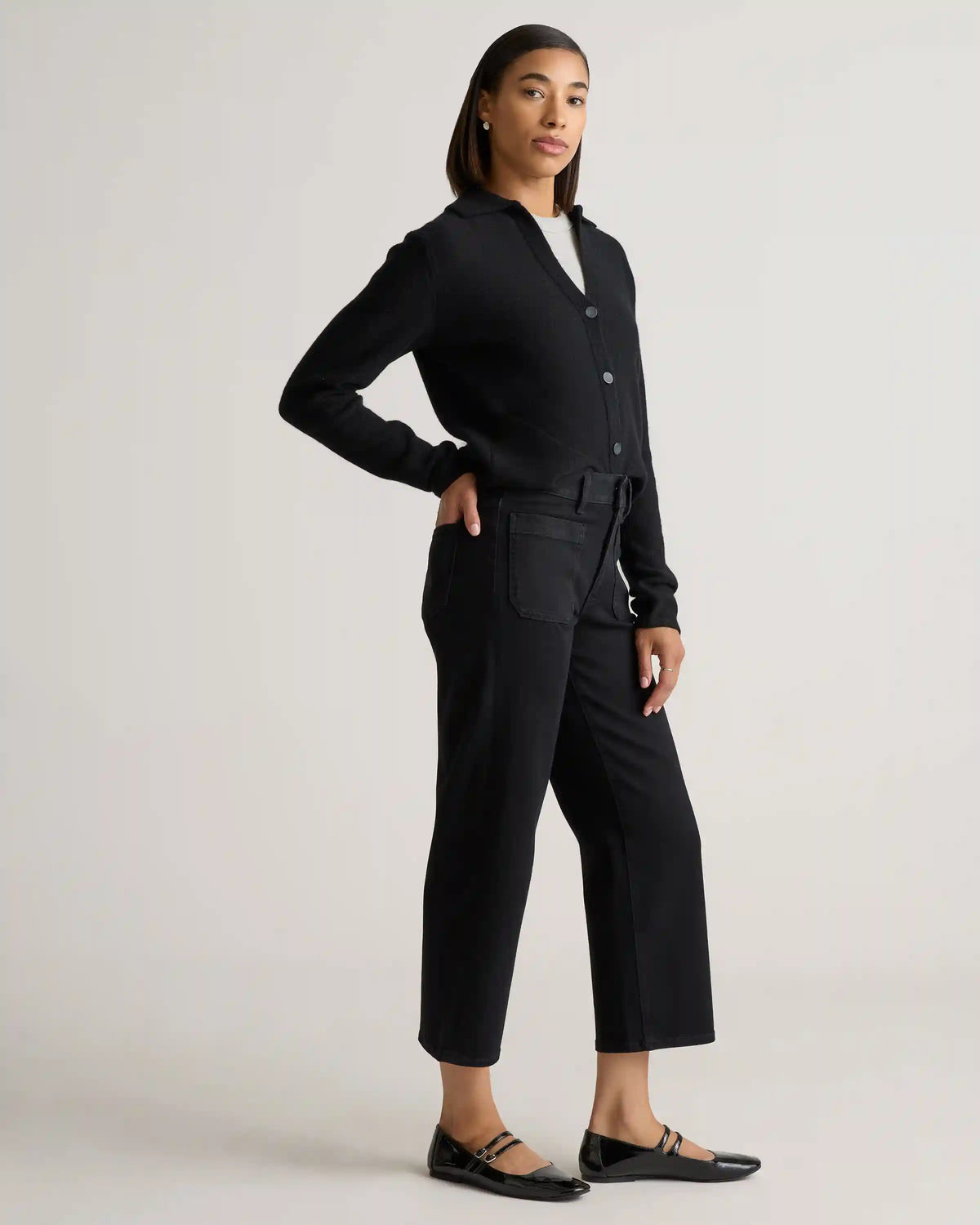 Bella Stretch Patch Pocket Wide Leg Jeans
