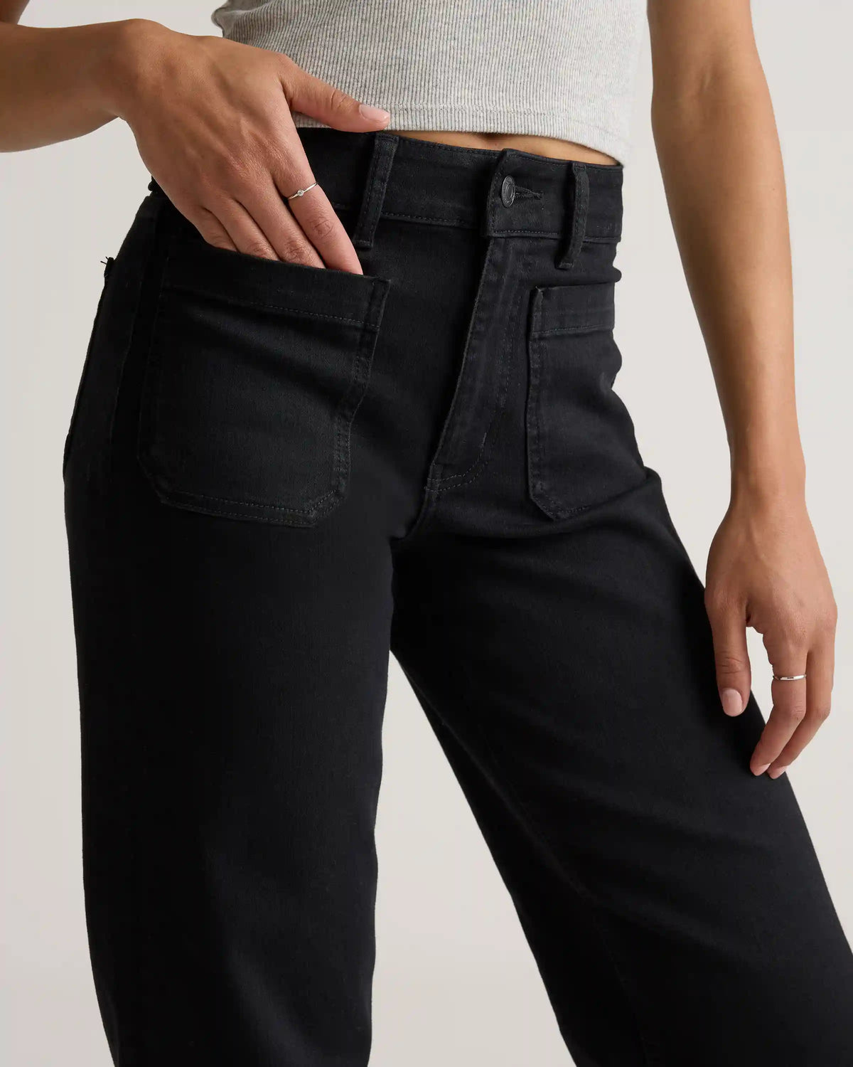 Bella Stretch Patch Pocket Wide Leg Jeans