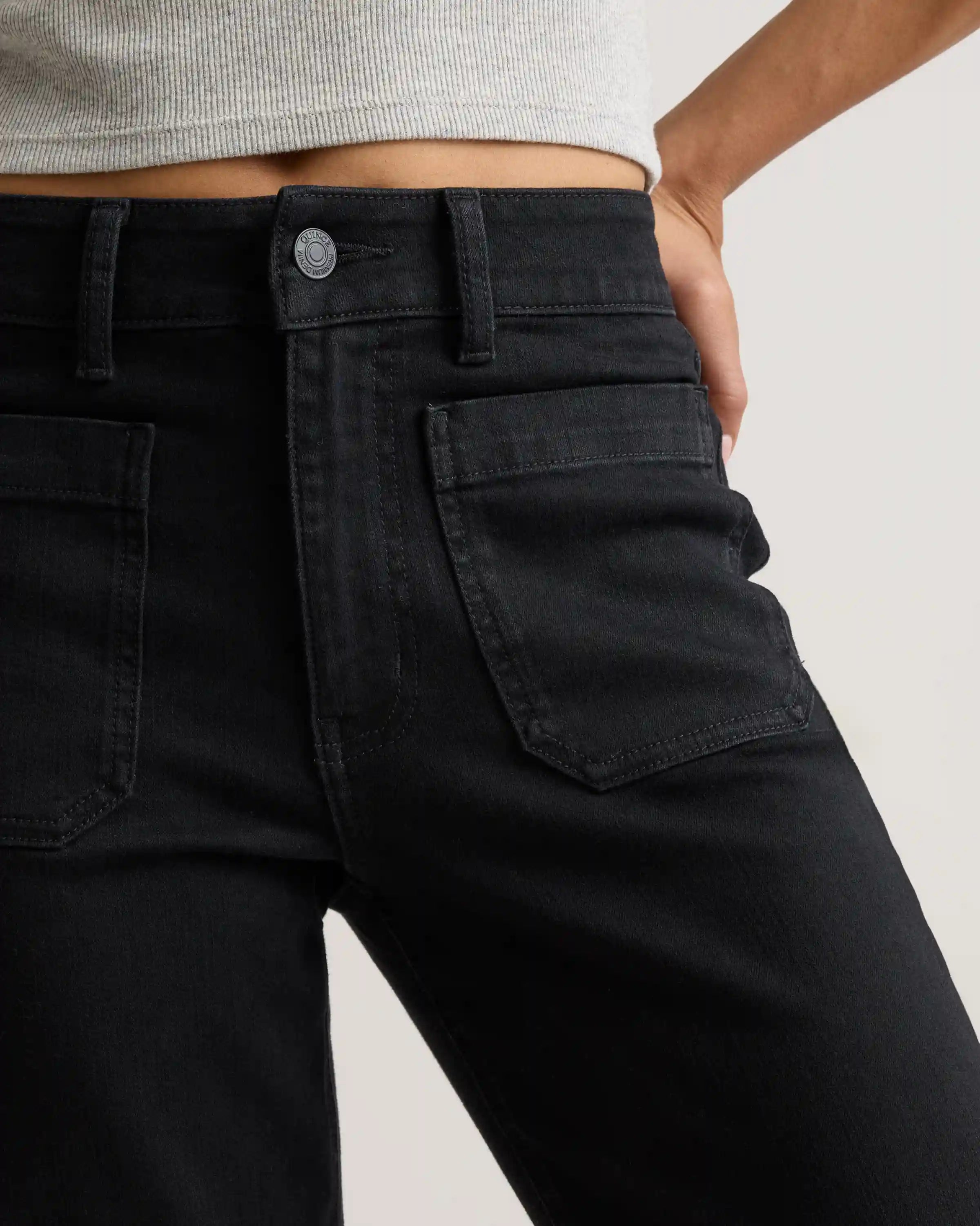 Bella Stretch Patch Pocket Wide Leg Jeans