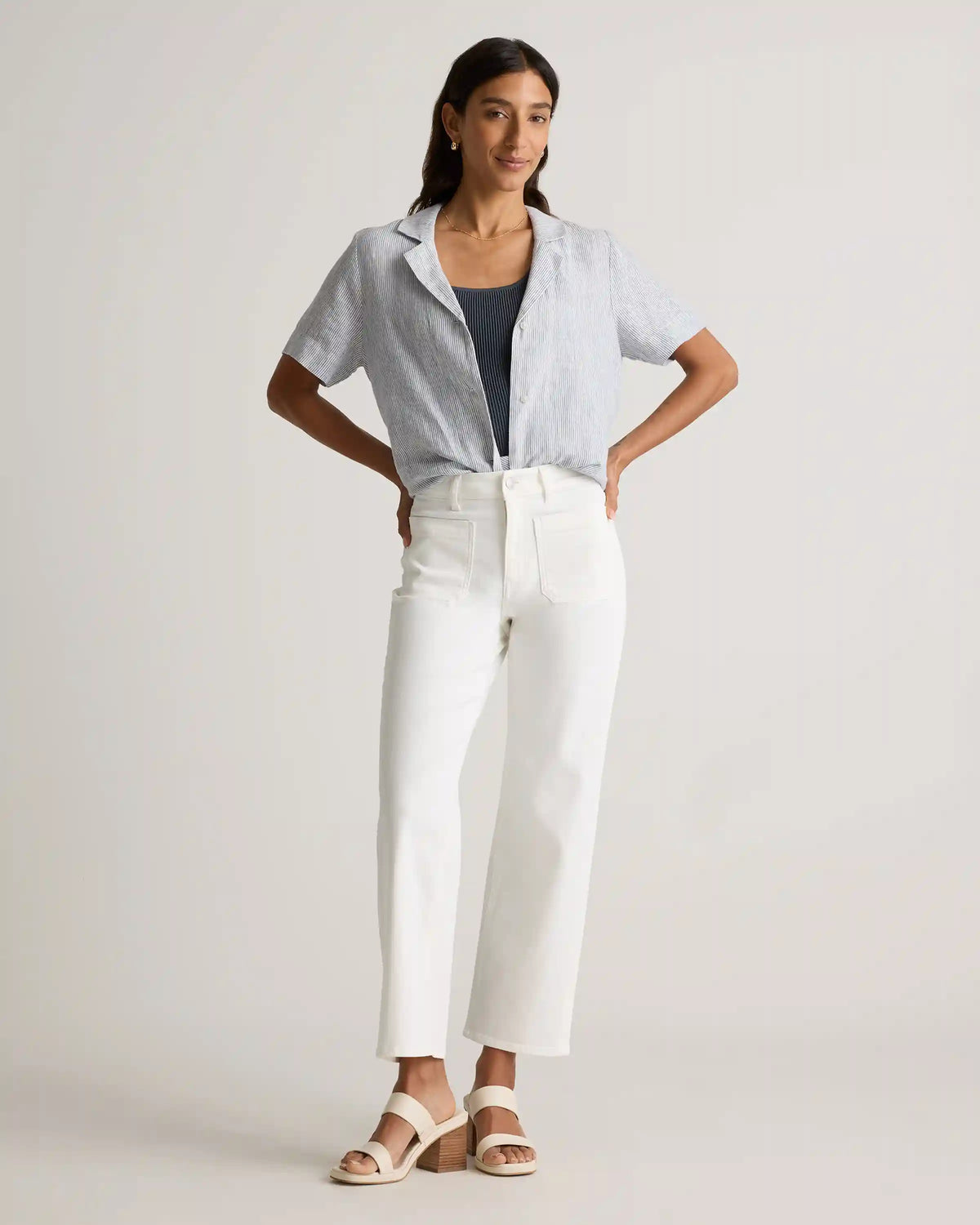 Bella Stretch Patch Pocket Wide Leg Jeans