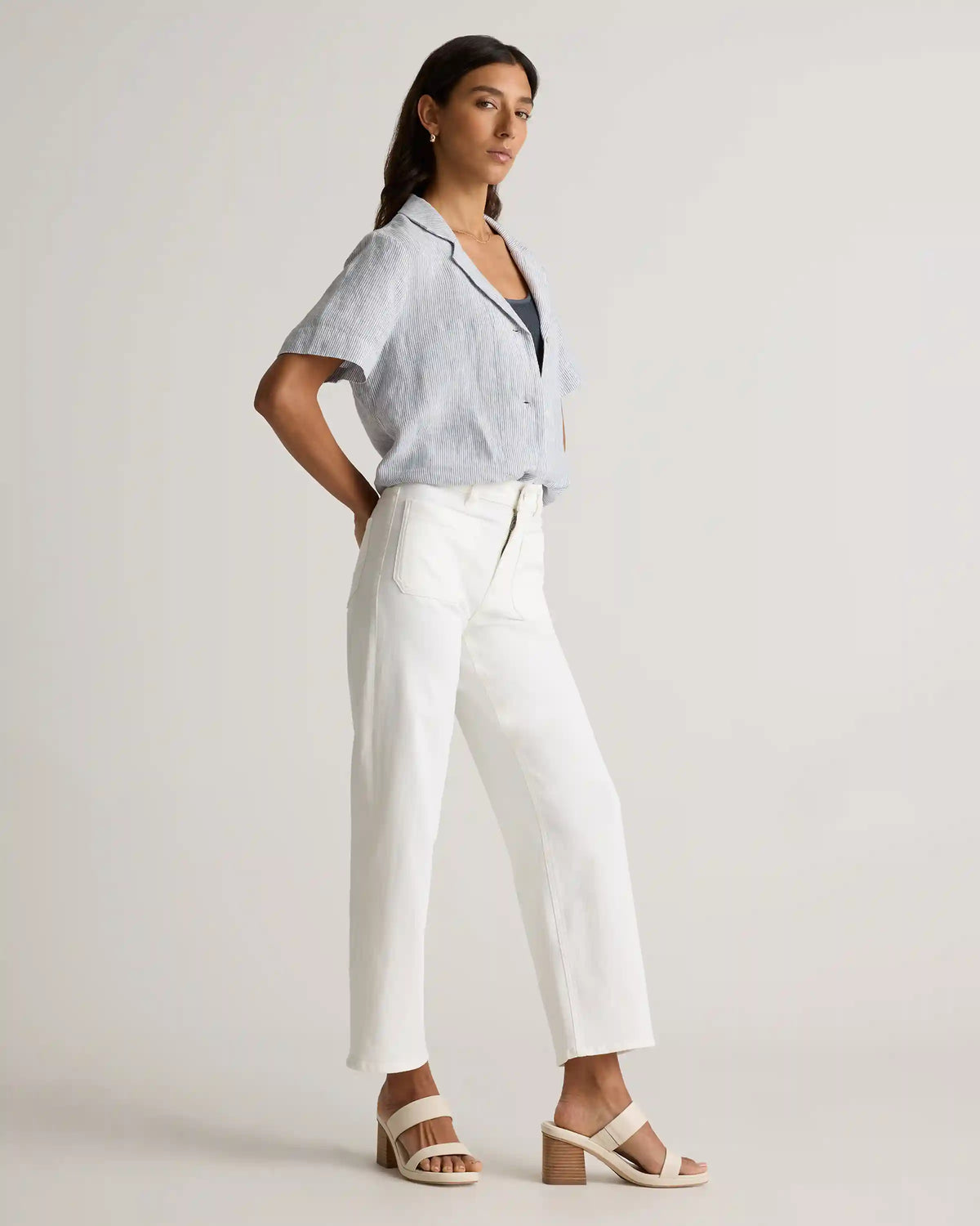 Bella Stretch Patch Pocket Wide Leg Jeans