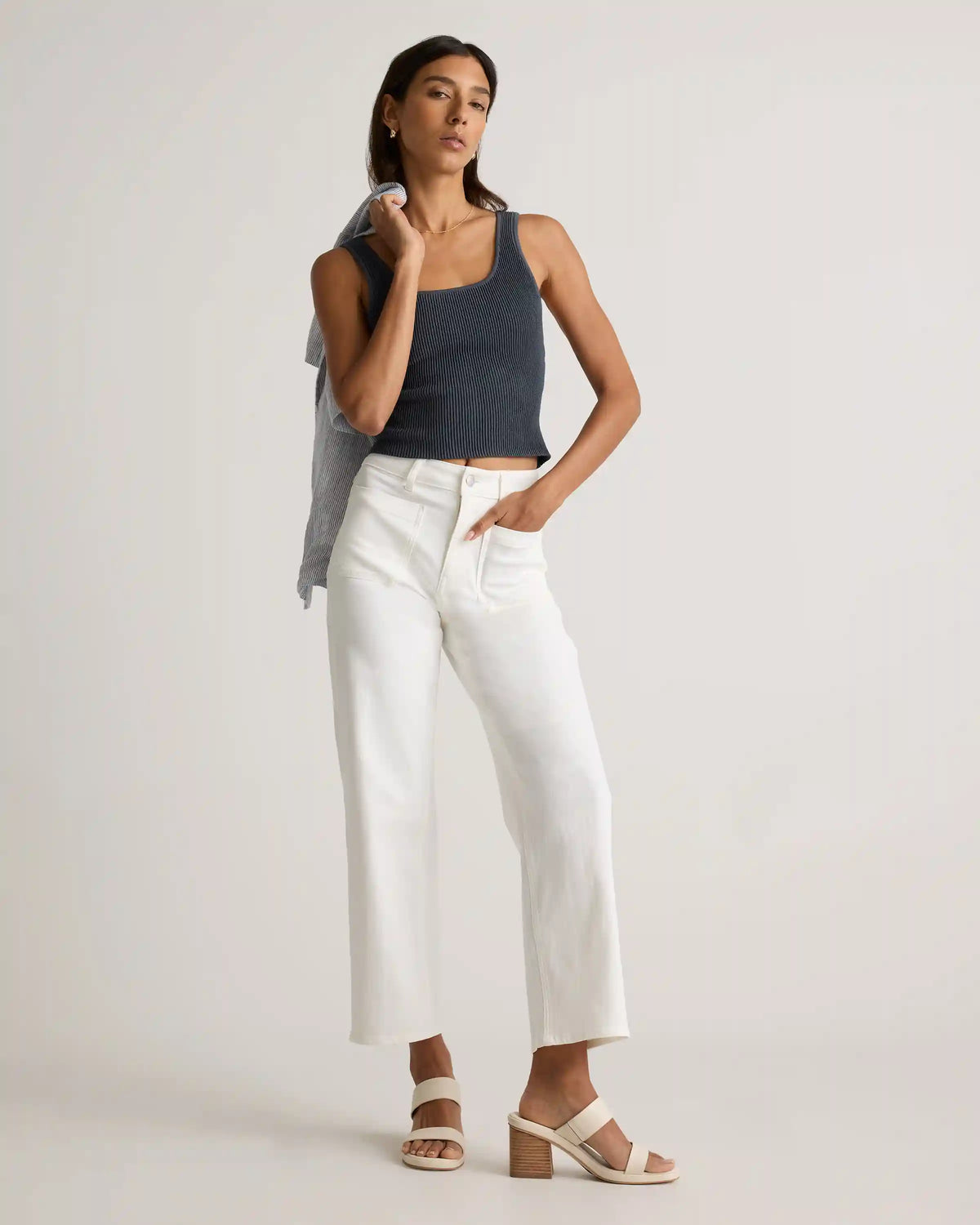 Bella Stretch Patch Pocket Wide Leg Jeans