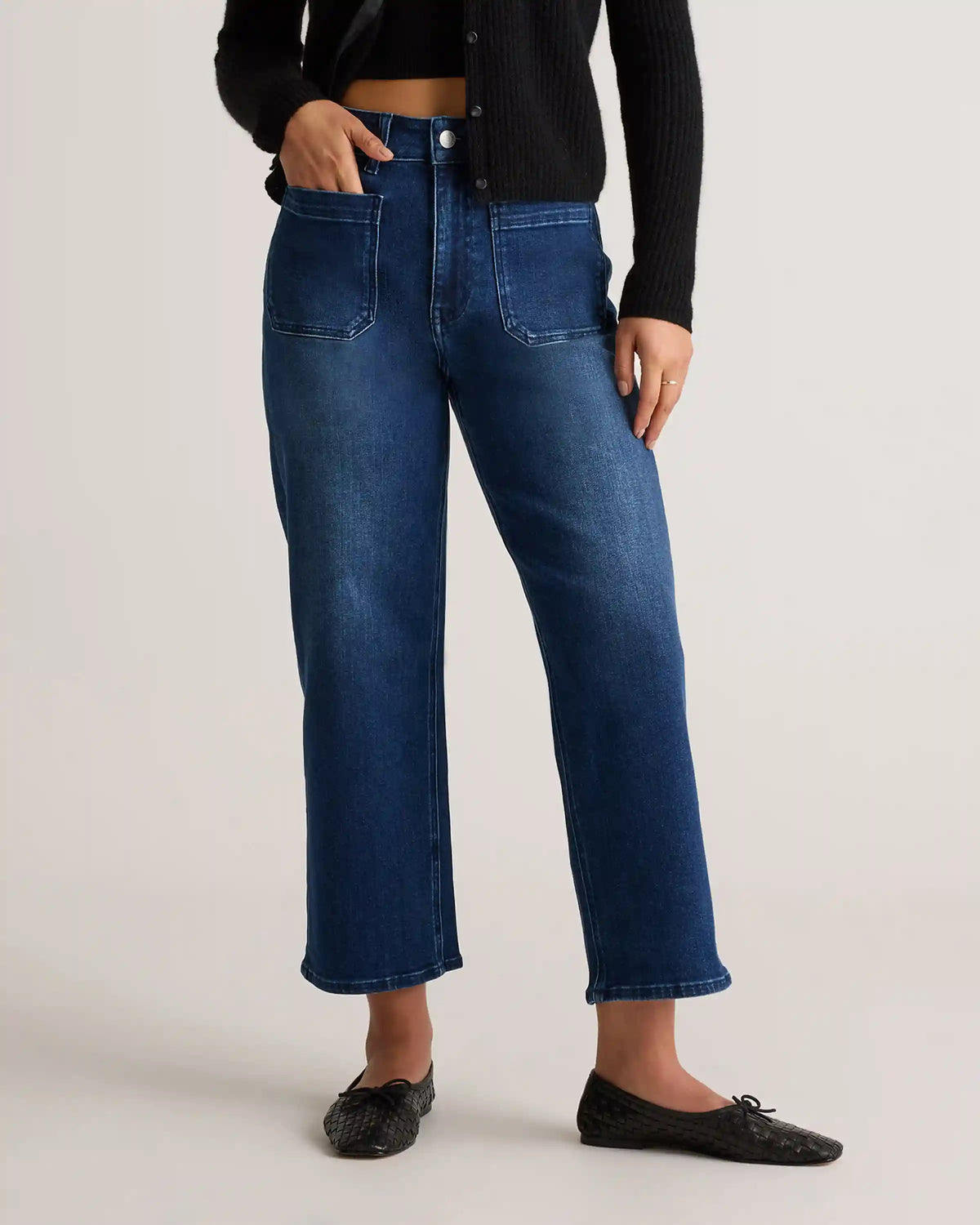 Bella Stretch Patch Pocket Wide Leg Jeans