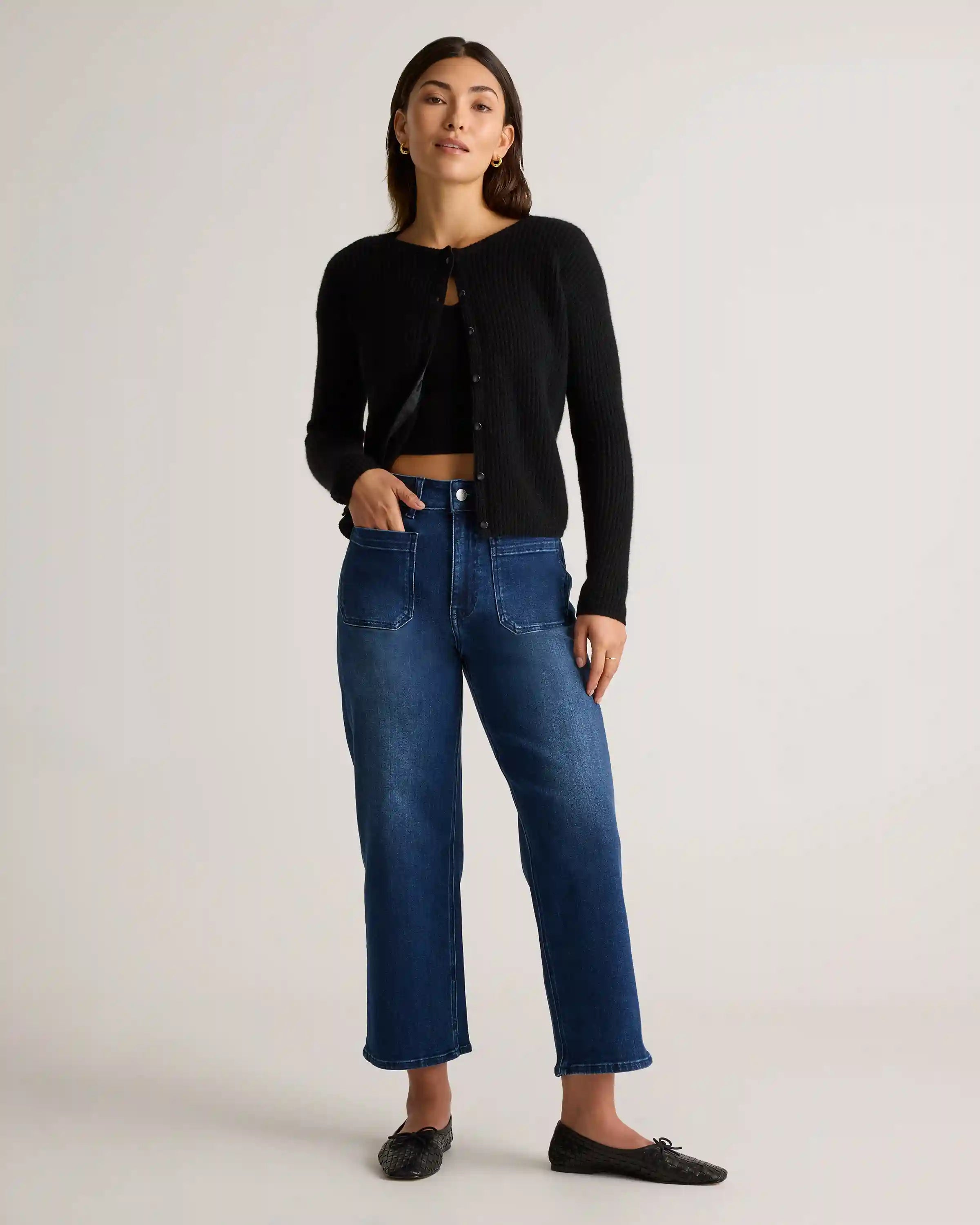 Bella Stretch Patch Pocket Wide Leg Jeans