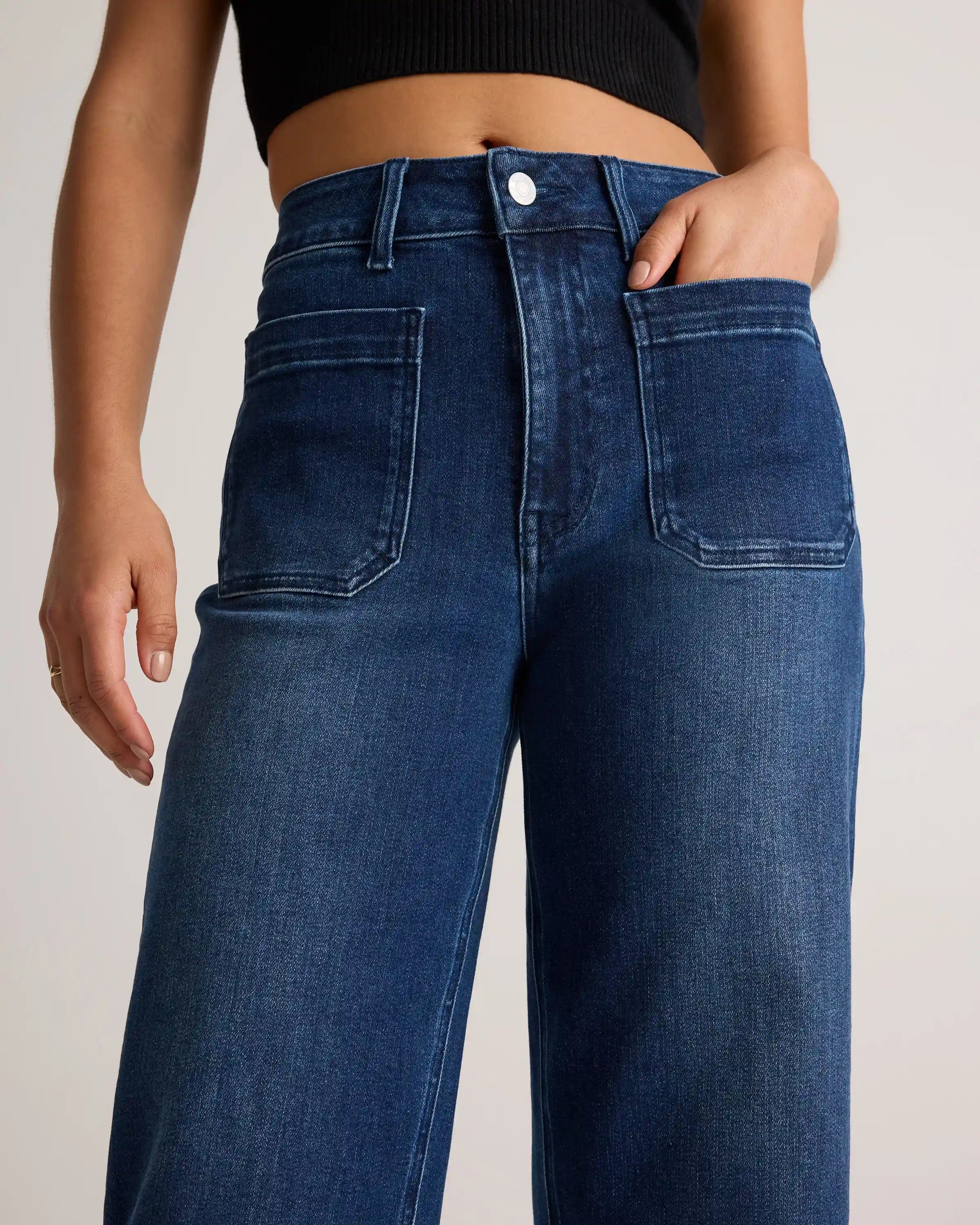 Bella Stretch Patch Pocket Wide Leg Jeans
