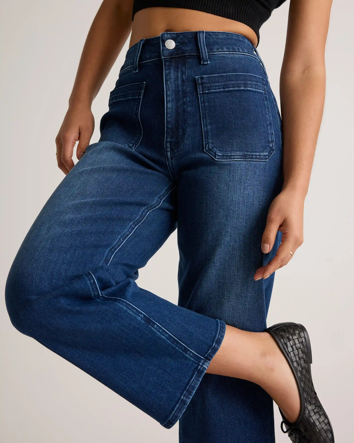 Bella Stretch Patch Pocket Wide Leg Jeans