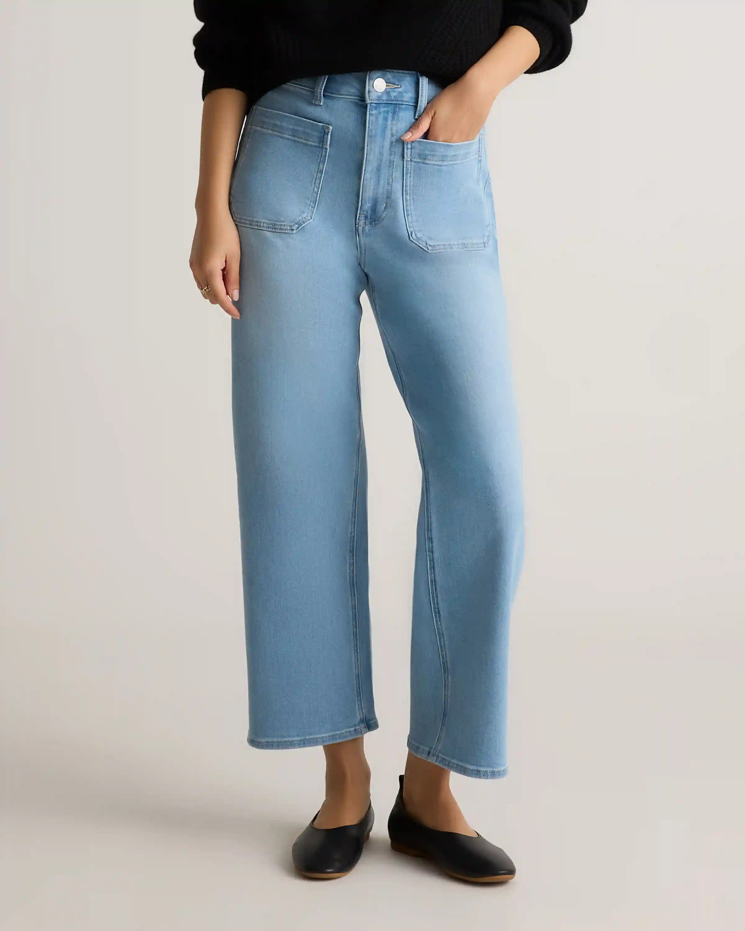 Bella Stretch Patch Pocket Wide Leg Jeans
