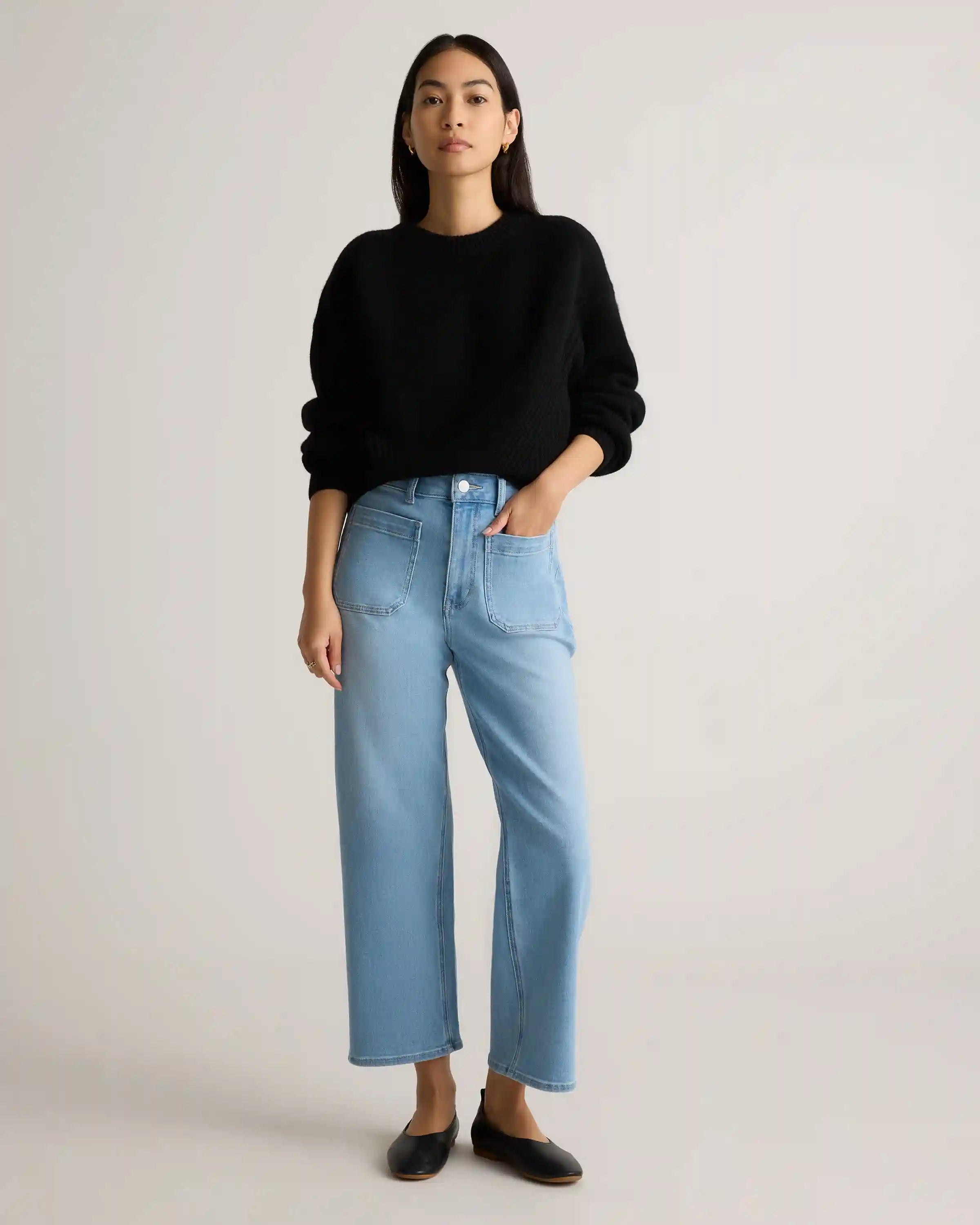 Bella Stretch Patch Pocket Wide Leg Jeans