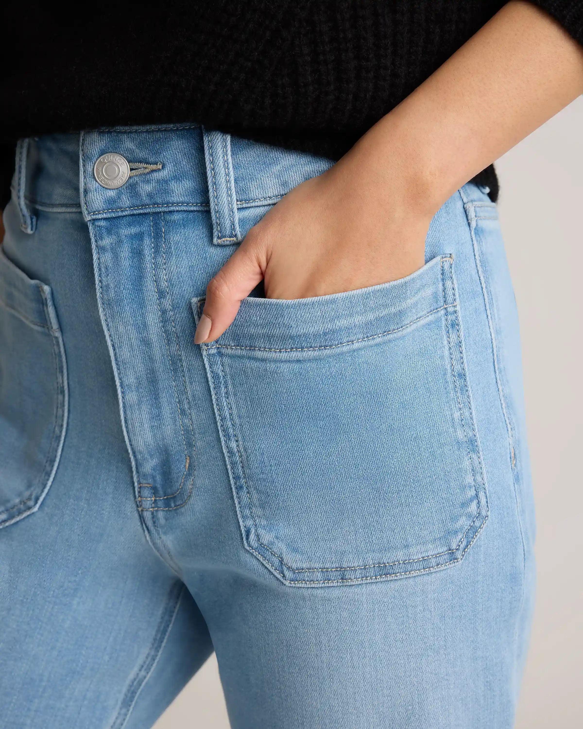 Bella Stretch Patch Pocket Wide Leg Jeans