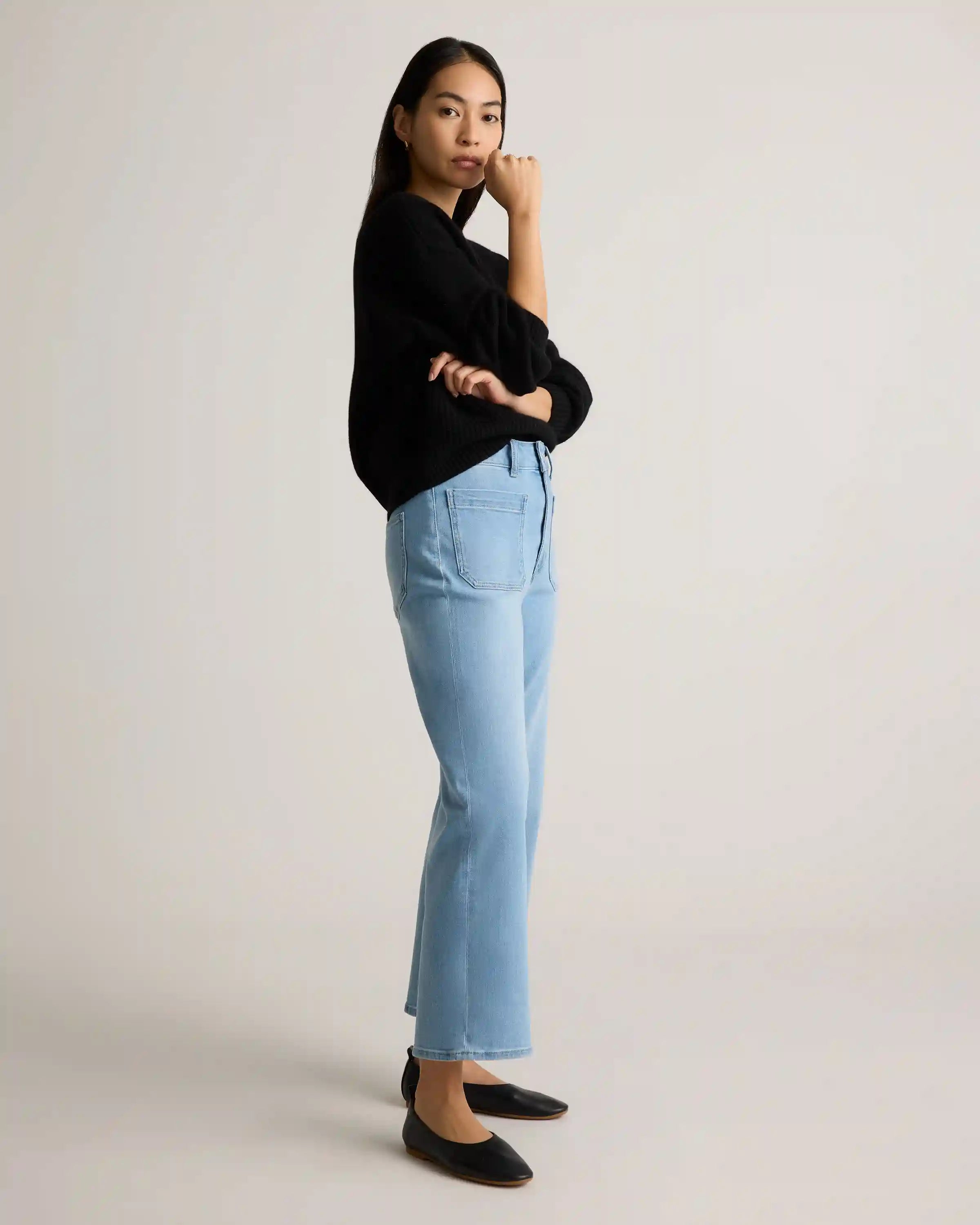 Bella Stretch Patch Pocket Wide Leg Jeans
