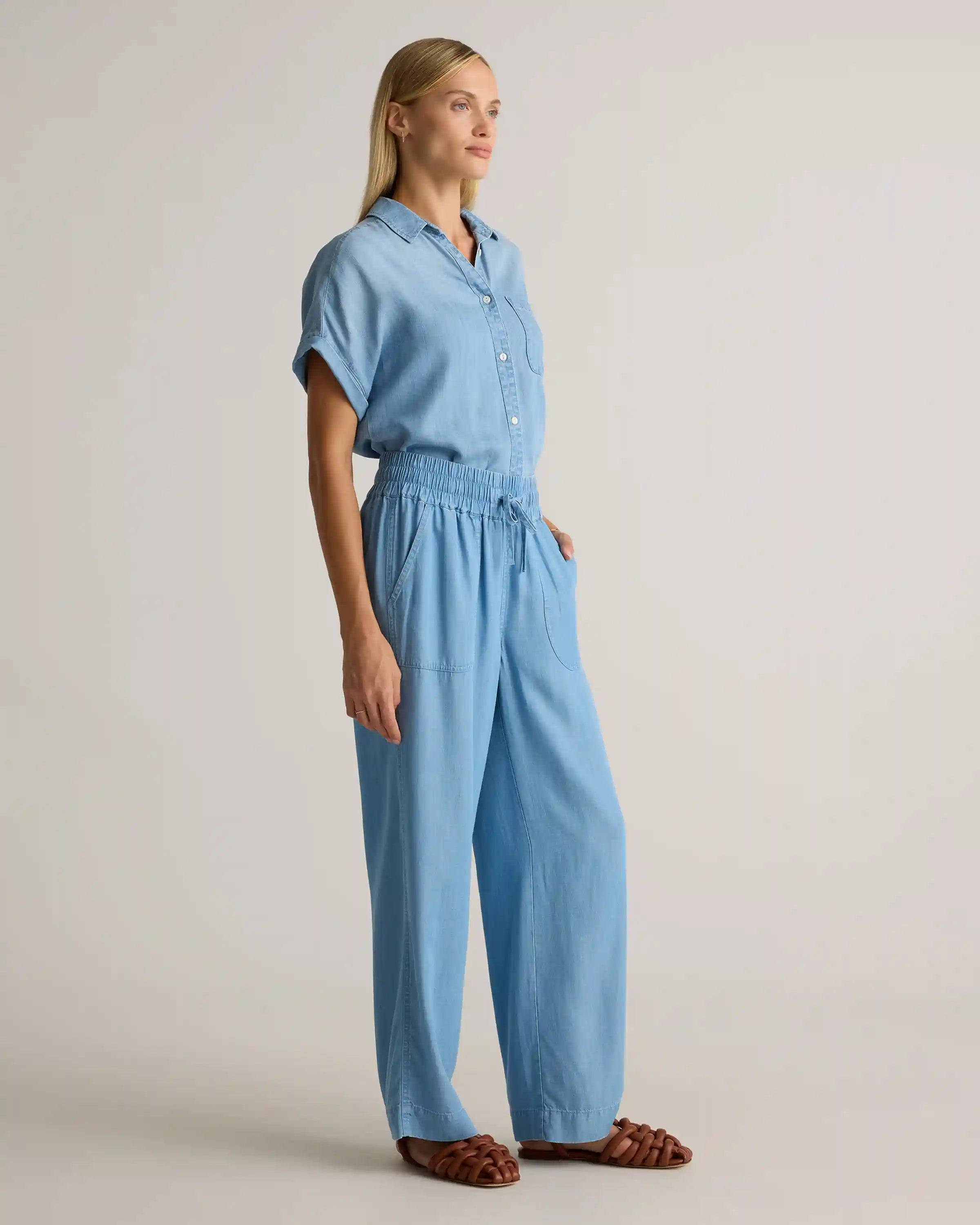 Pull-On Tencel Chambray Pants