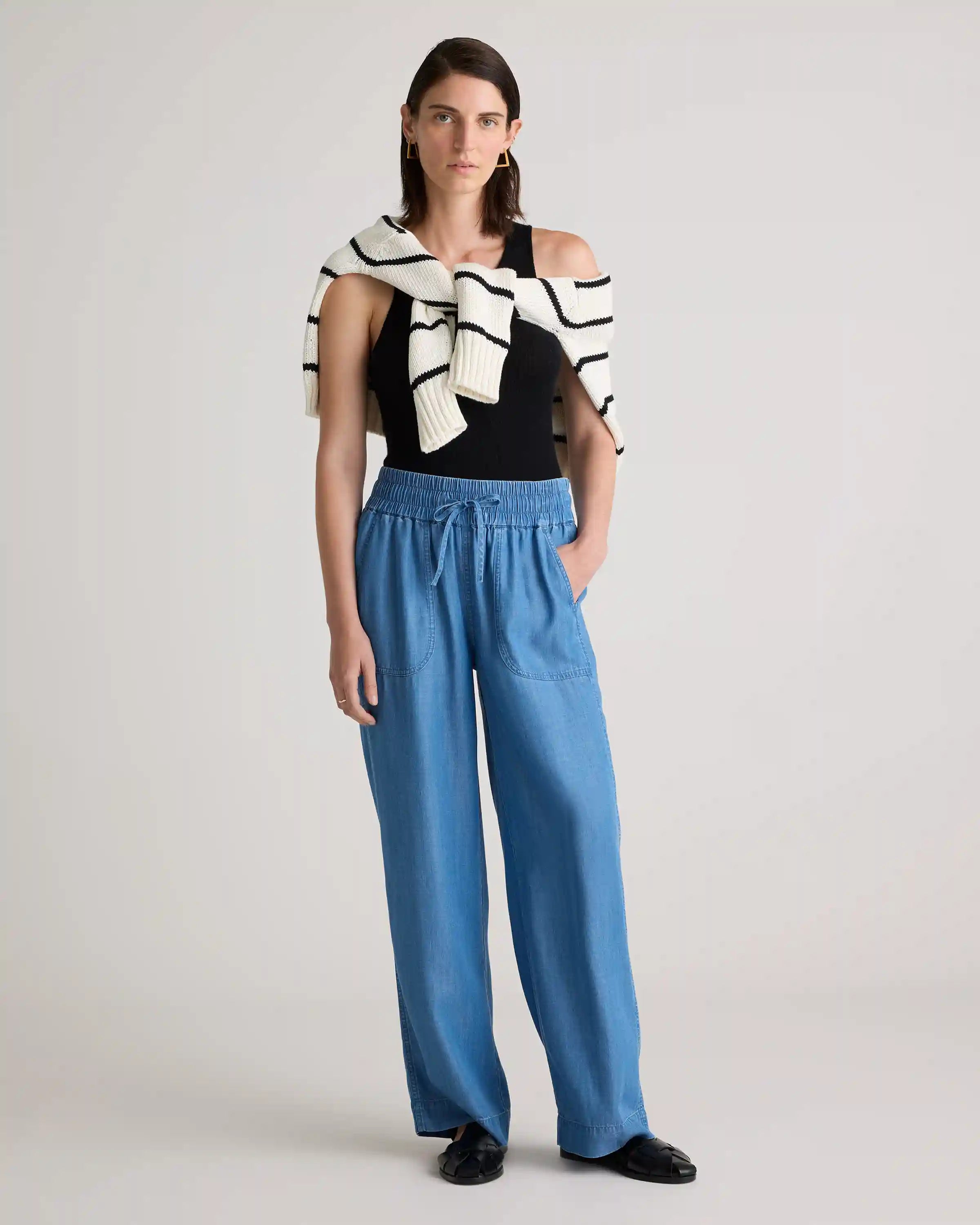 Pull-On Tencel Chambray Pants