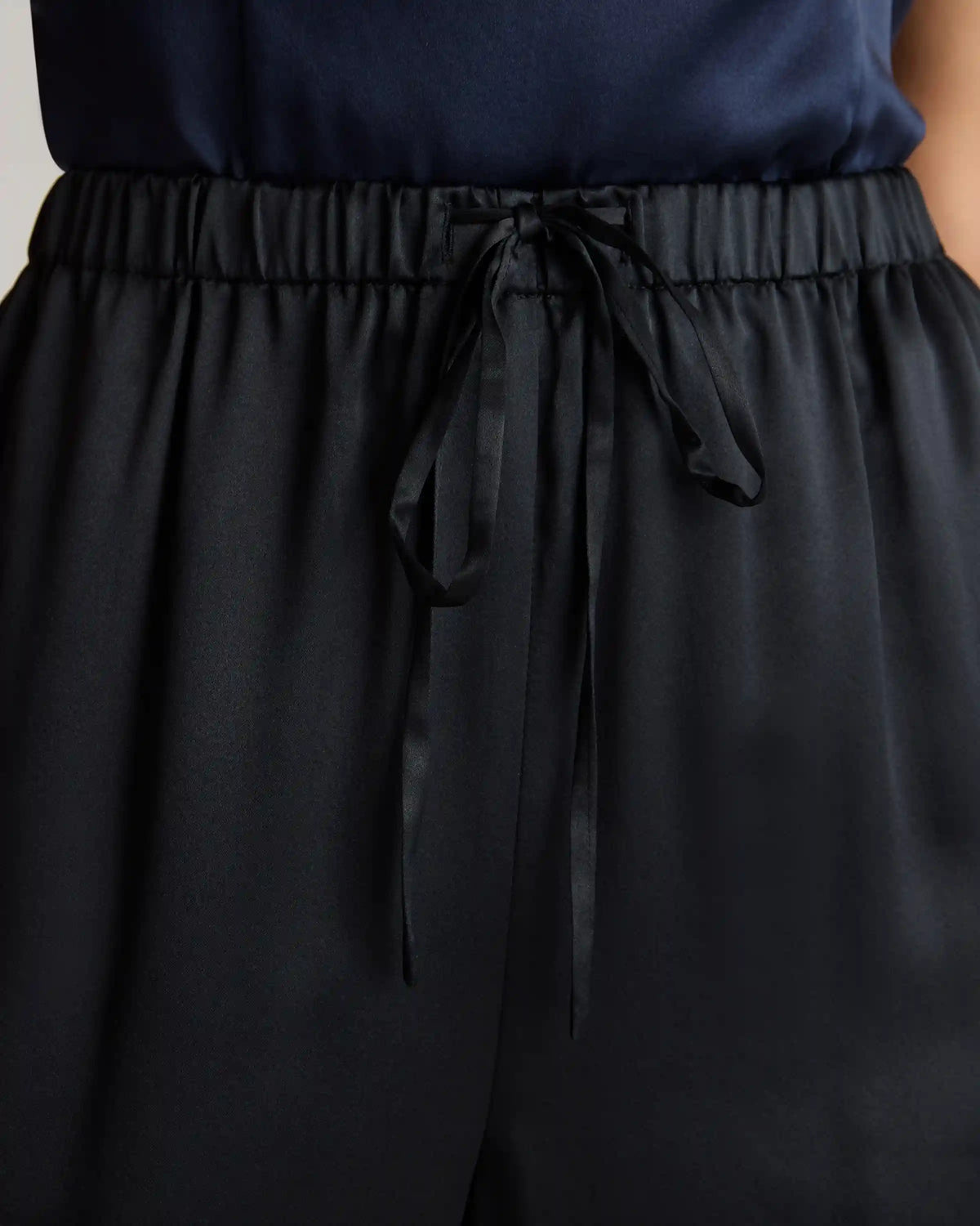 100% Washable Silk Drawstring Wide Leg Pants