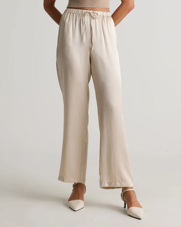 100% Washable Silk Drawstring Wide Leg Pants