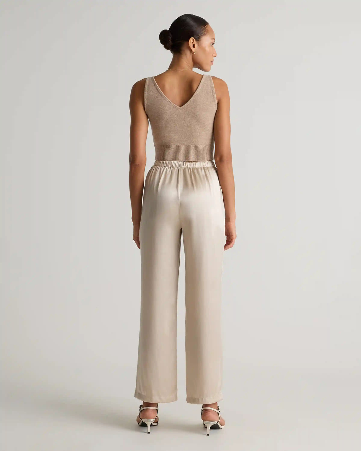 100% Washable Silk Drawstring Wide Leg Pants
