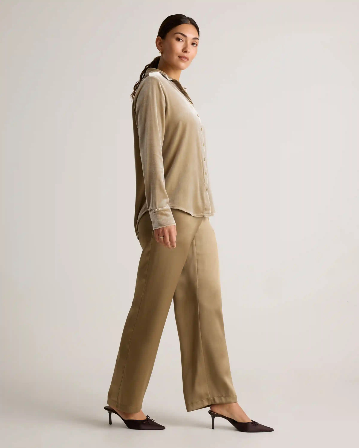 100% Washable Silk Drawstring Wide Leg Pants