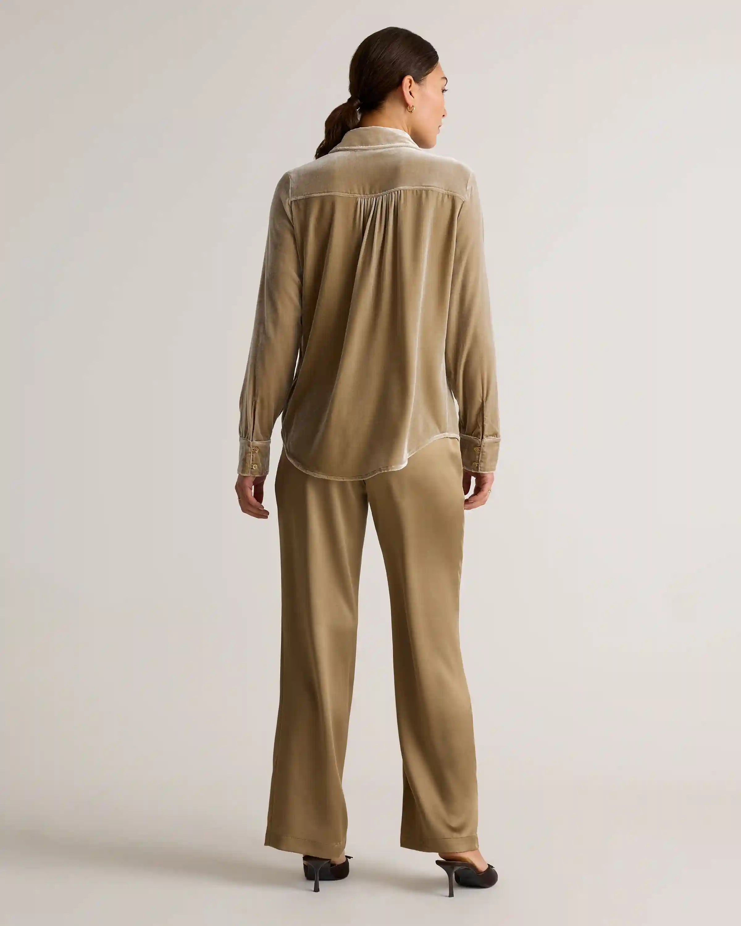100% Washable Silk Drawstring Wide Leg Pants