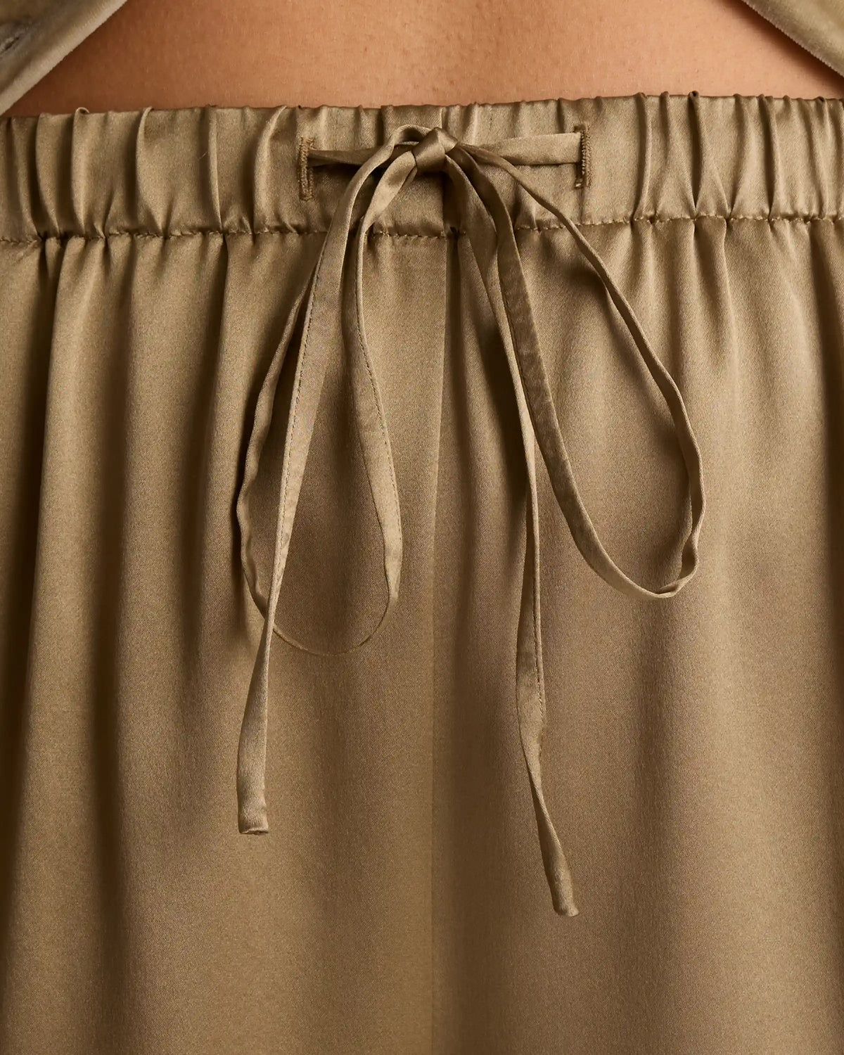 100% Washable Silk Drawstring Wide Leg Pants