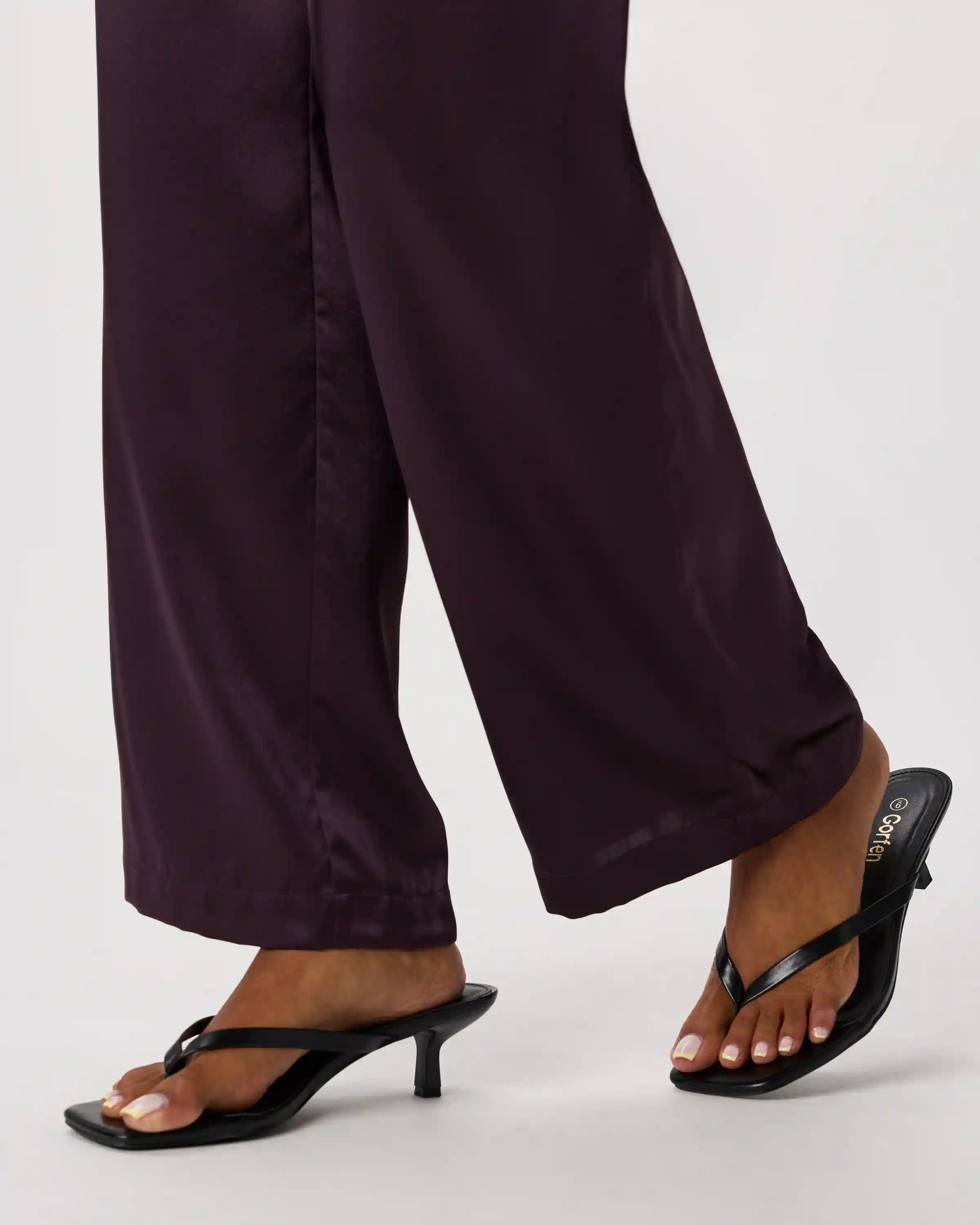 100% Washable Silk Drawstring Wide Leg Pants