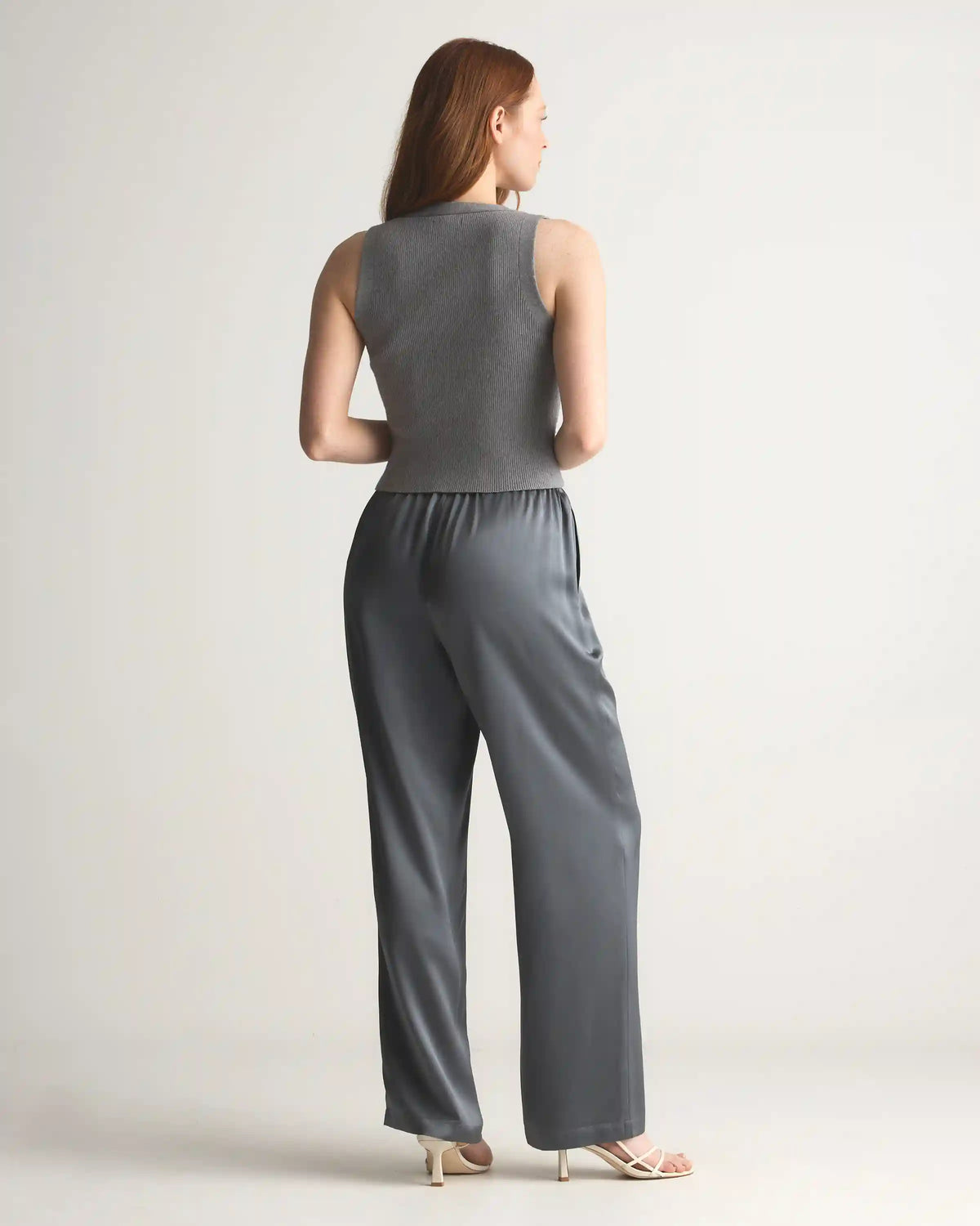100% Washable Silk Drawstring Wide Leg Pants