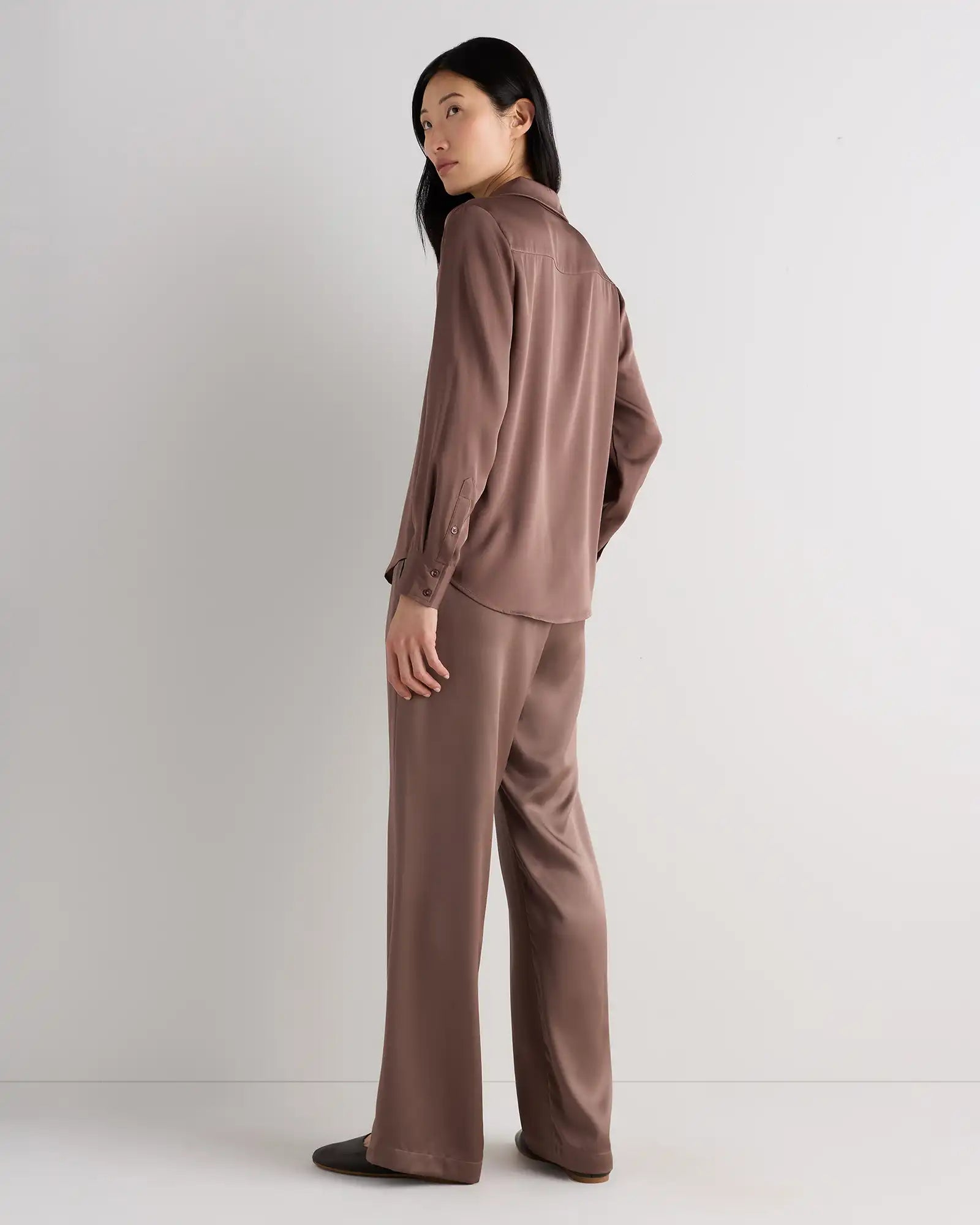 100% Washable Silk Drawstring Wide Leg Pants