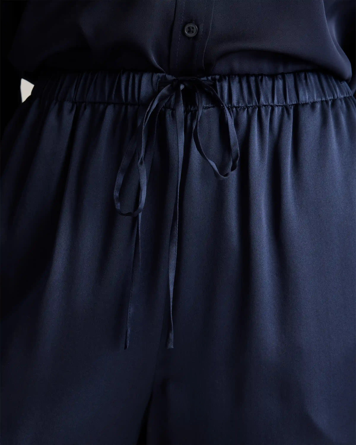 100% Washable Silk Drawstring Wide Leg Pants