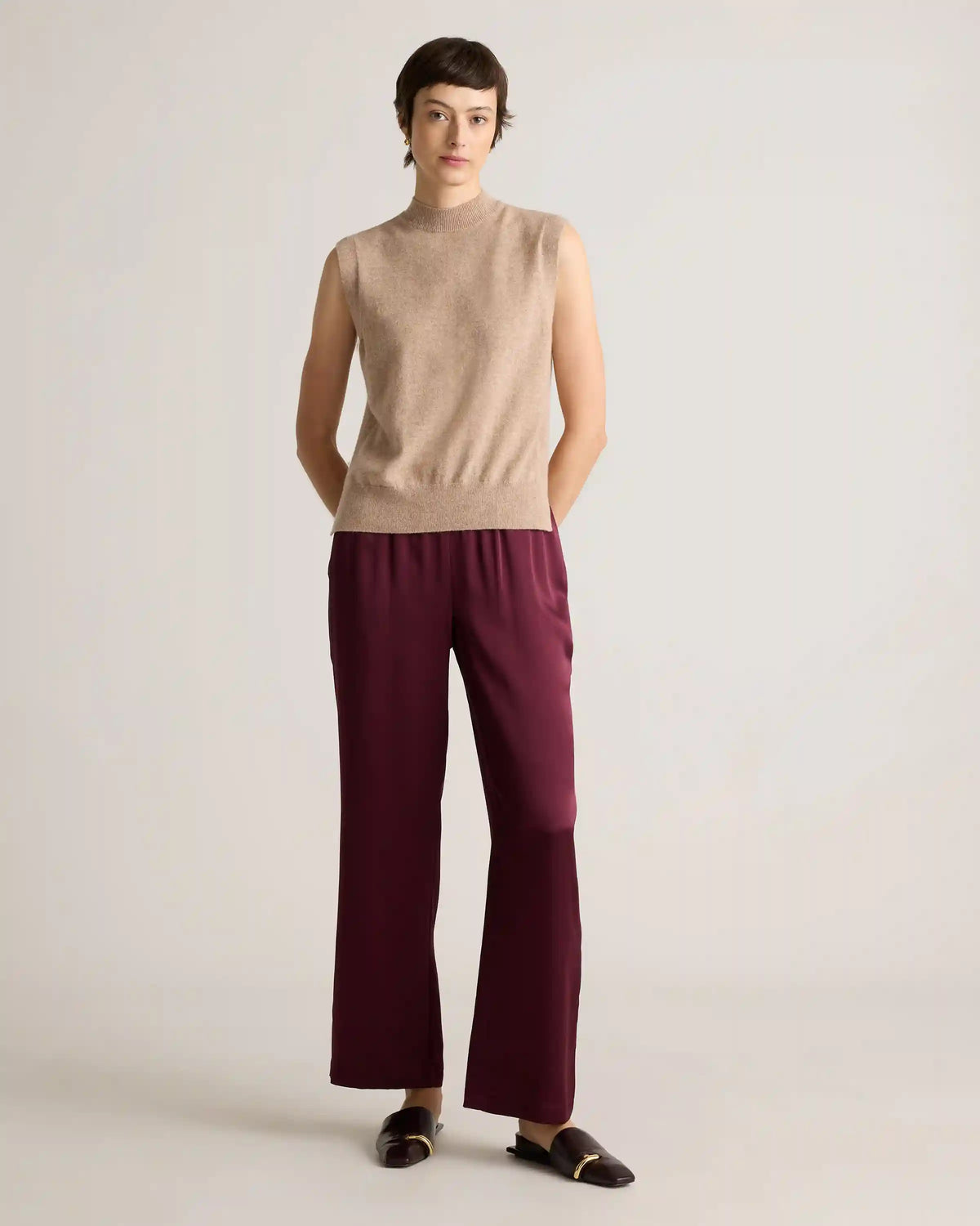 100% Washable Silk Drawstring Wide Leg Pants