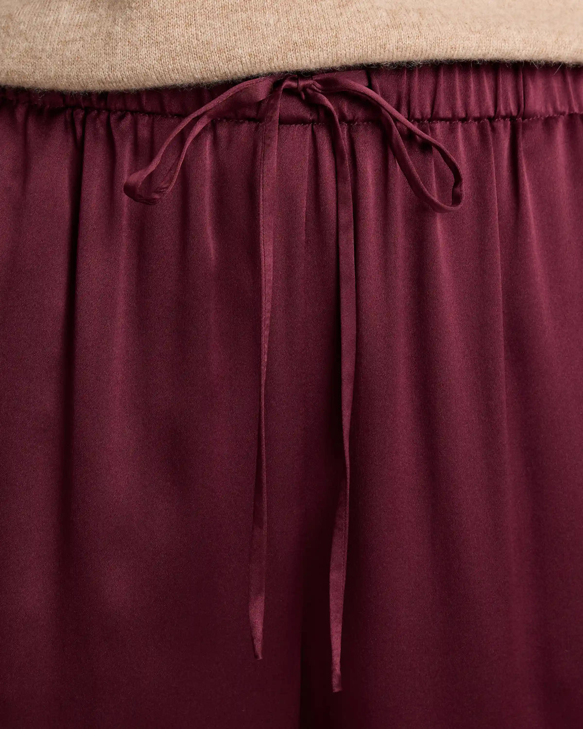 100% Washable Silk Drawstring Wide Leg Pants