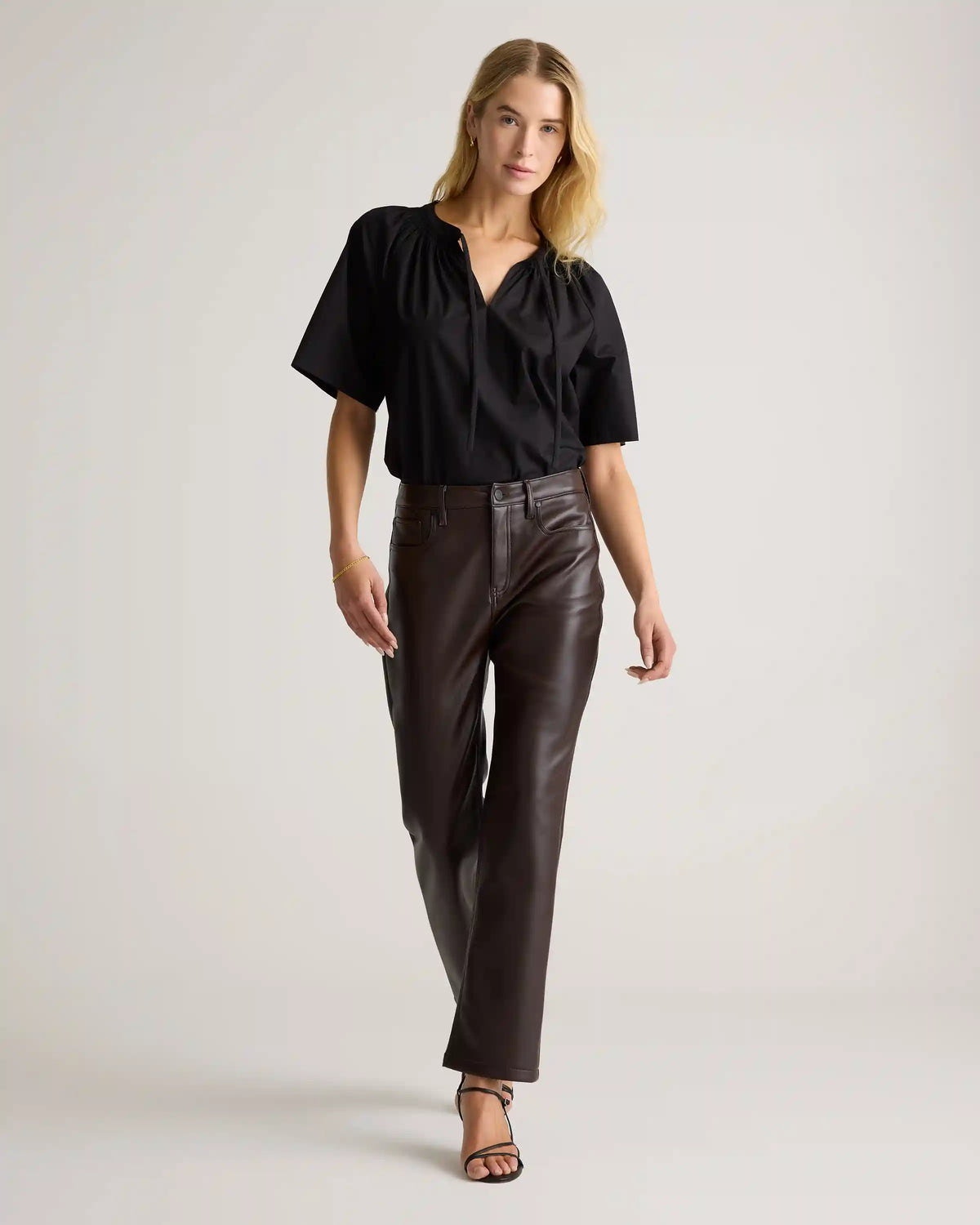 Vegan Leather Straight Leg Pants