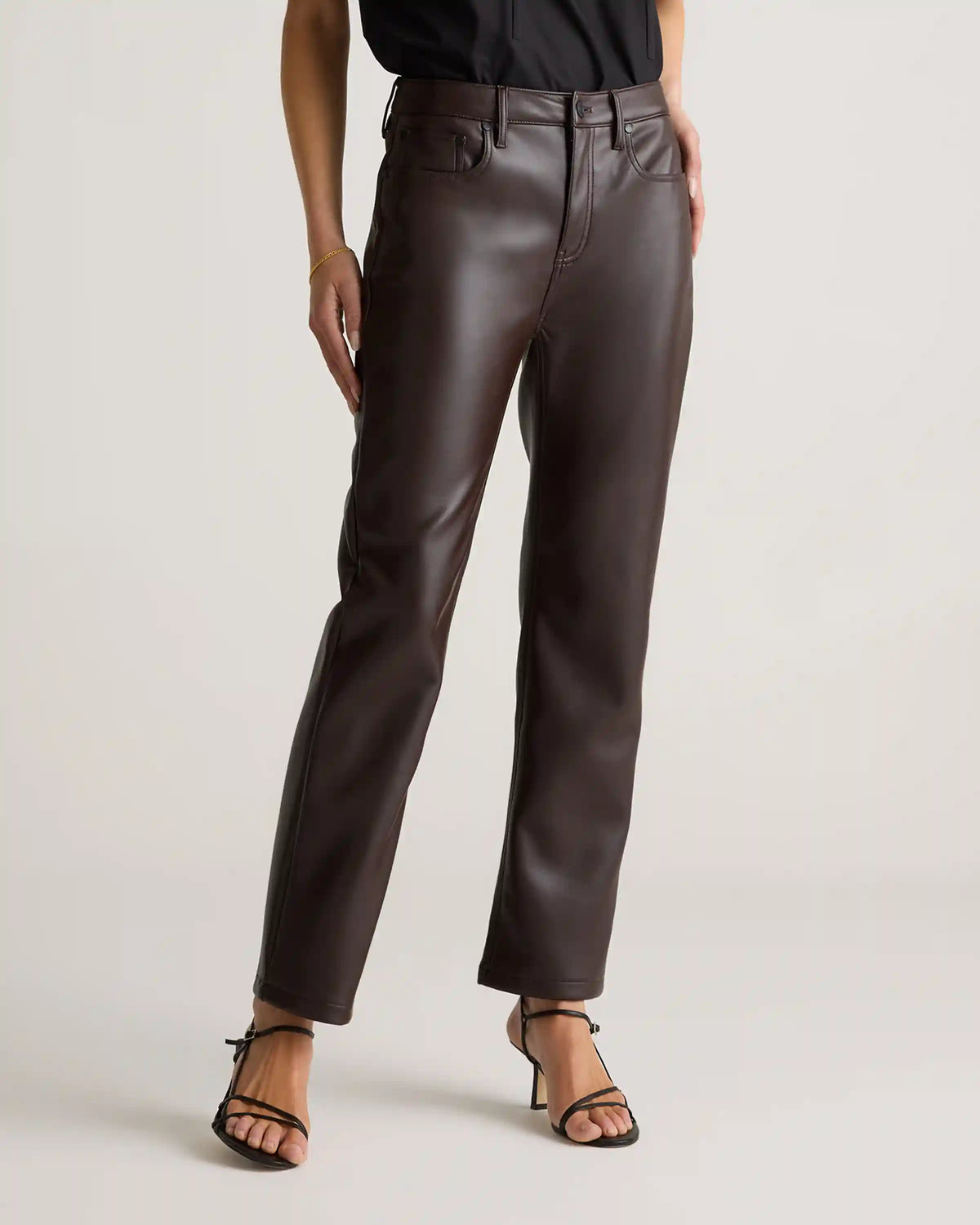 Vegan Leather Straight Leg Pants