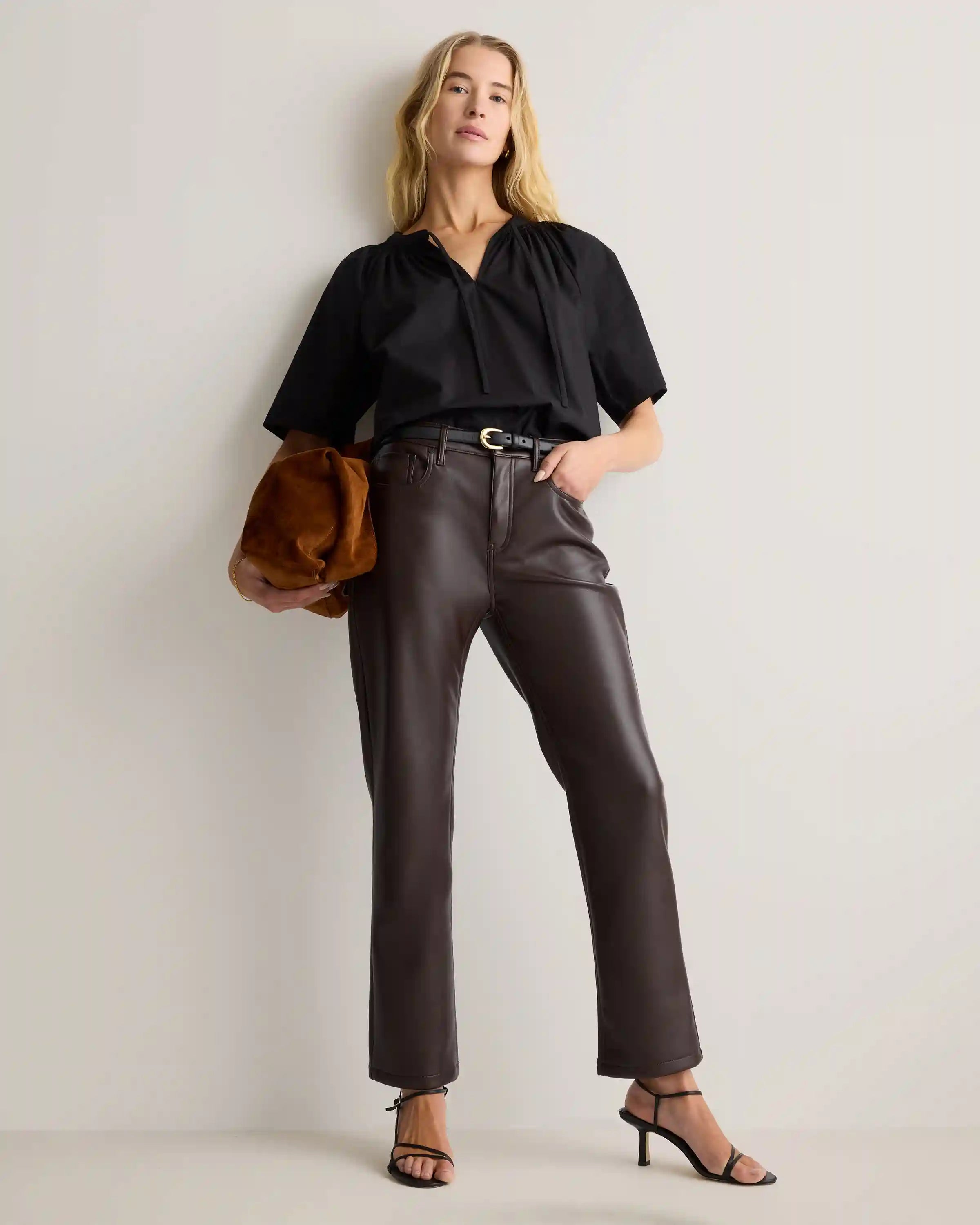 Vegan Leather Straight Leg Pants