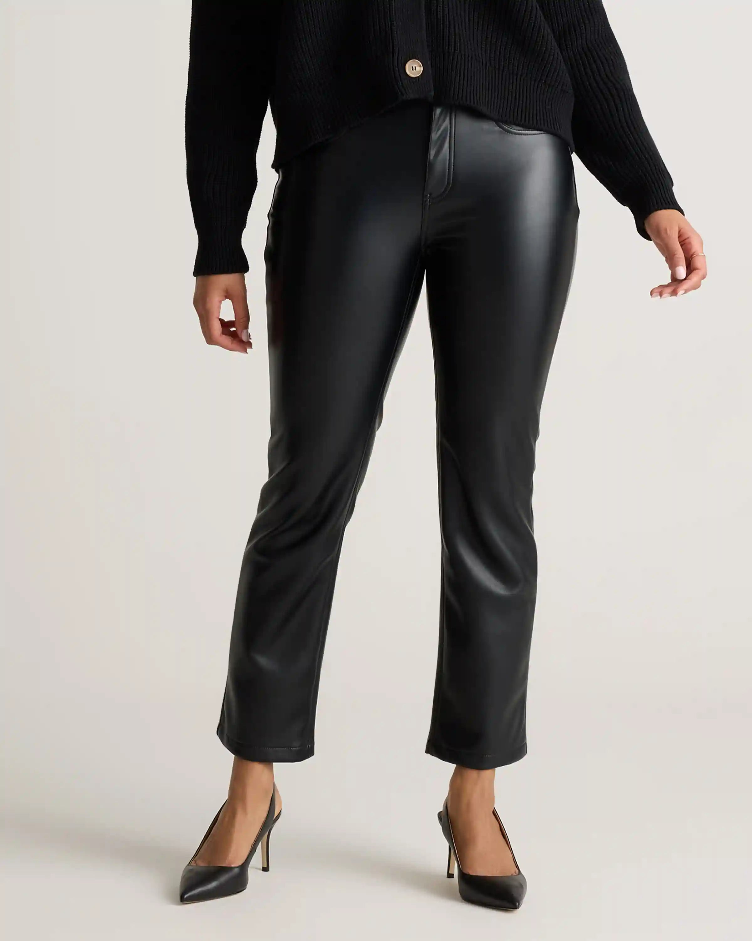 Vegan Leather Straight Leg Pants
