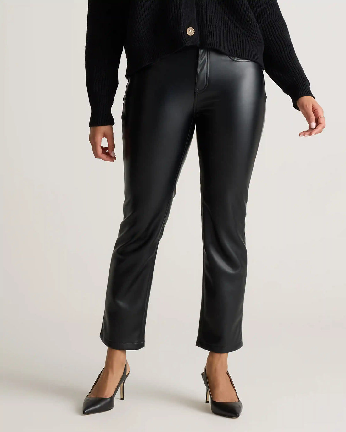 Vegan Leather Straight Leg Pants