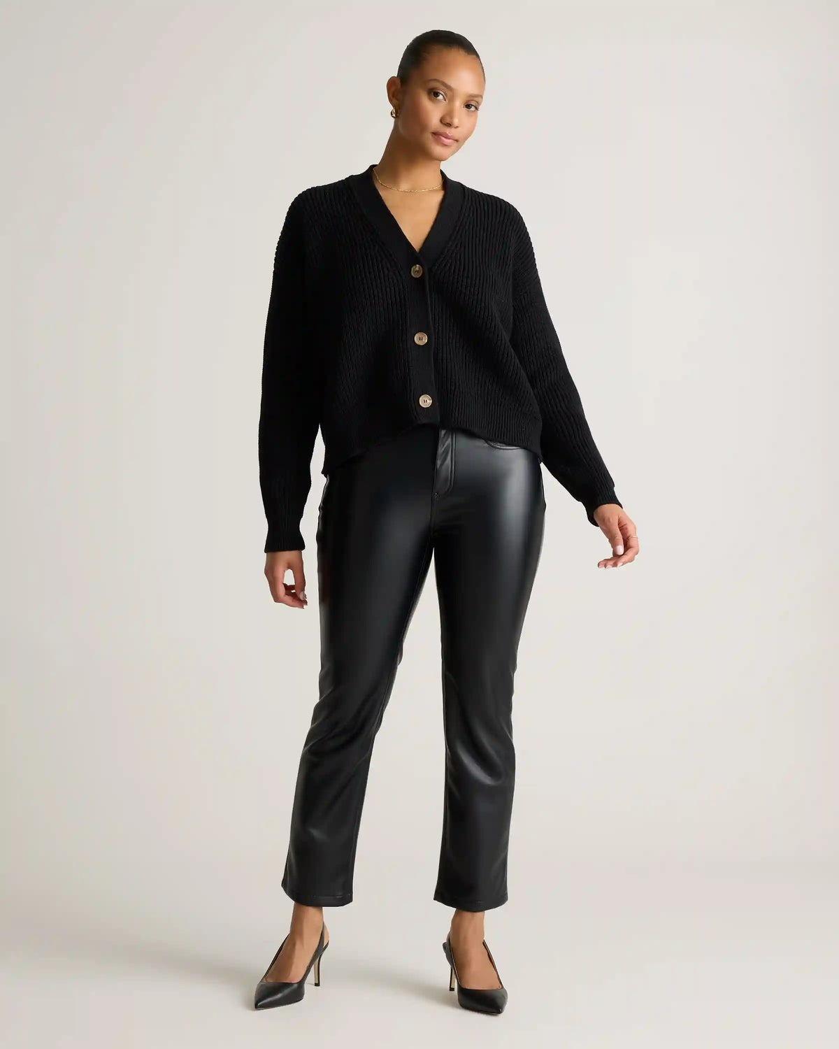 Vegan Leather Straight Leg Pants