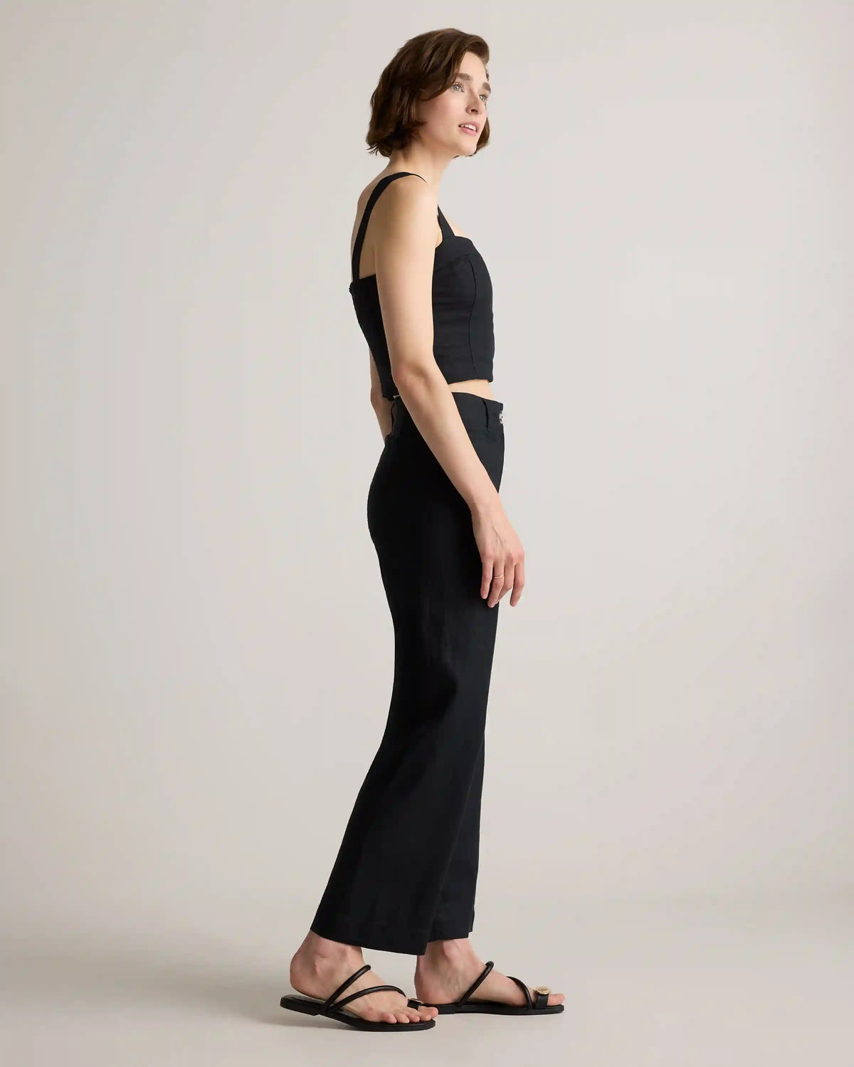 100% European Linen Patch Pocket Wide Leg Pants