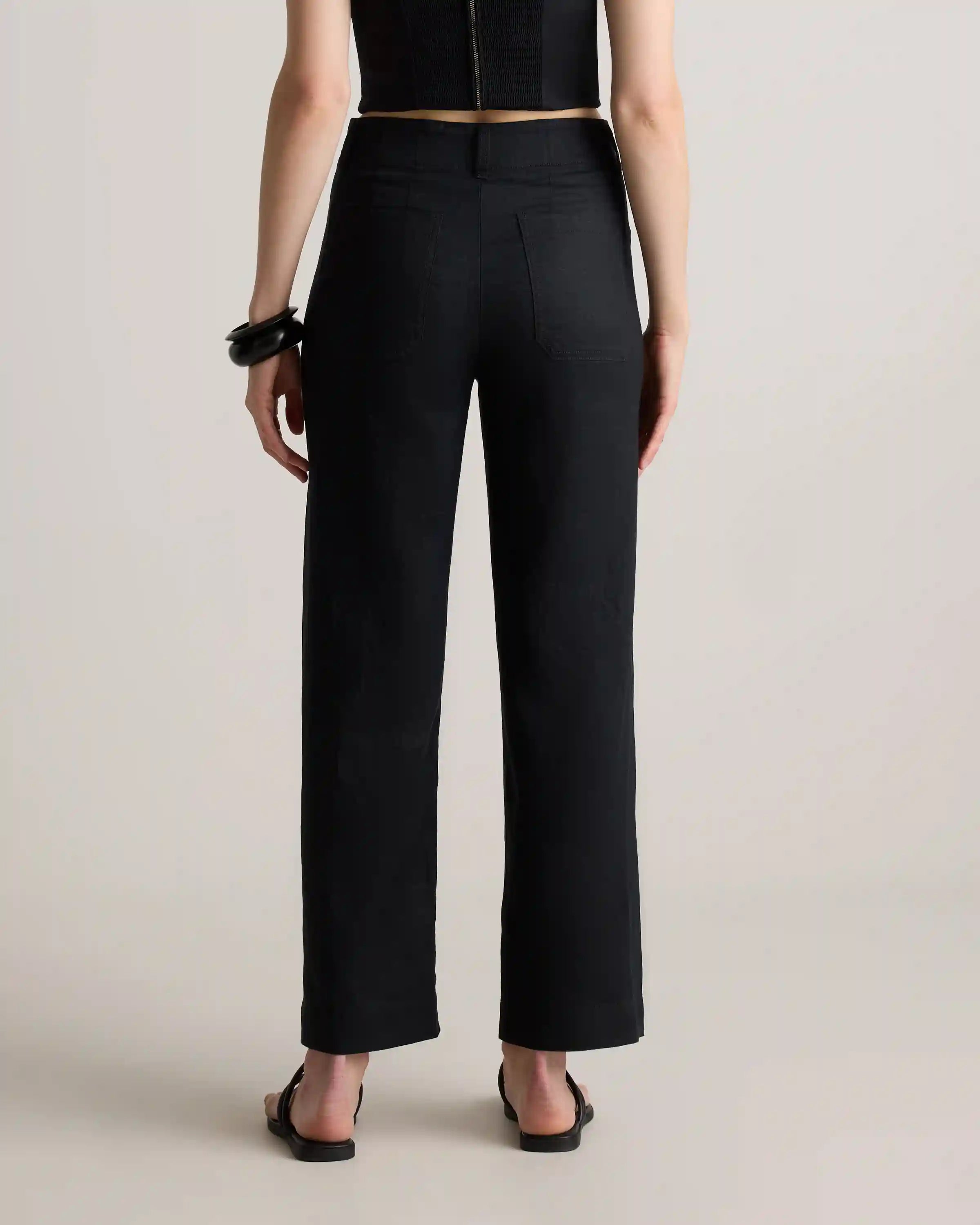 100% European Linen Patch Pocket Wide Leg Pants